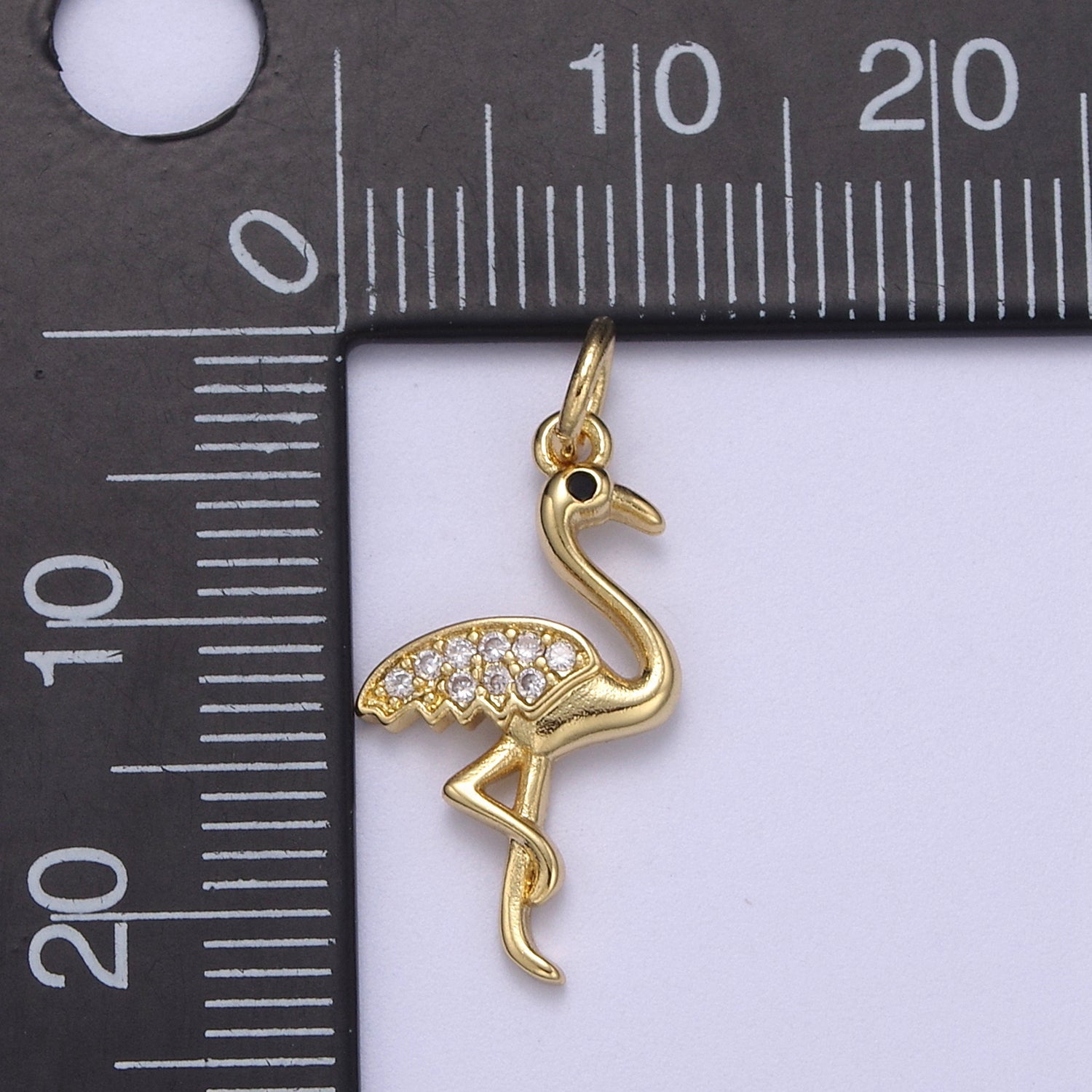 Cubic Zirconia Pave Pendant Charm CZ Pave Long Leg Flamingo Pendant Necklace Pave Pendant Animal Necklaces N-385 N-386