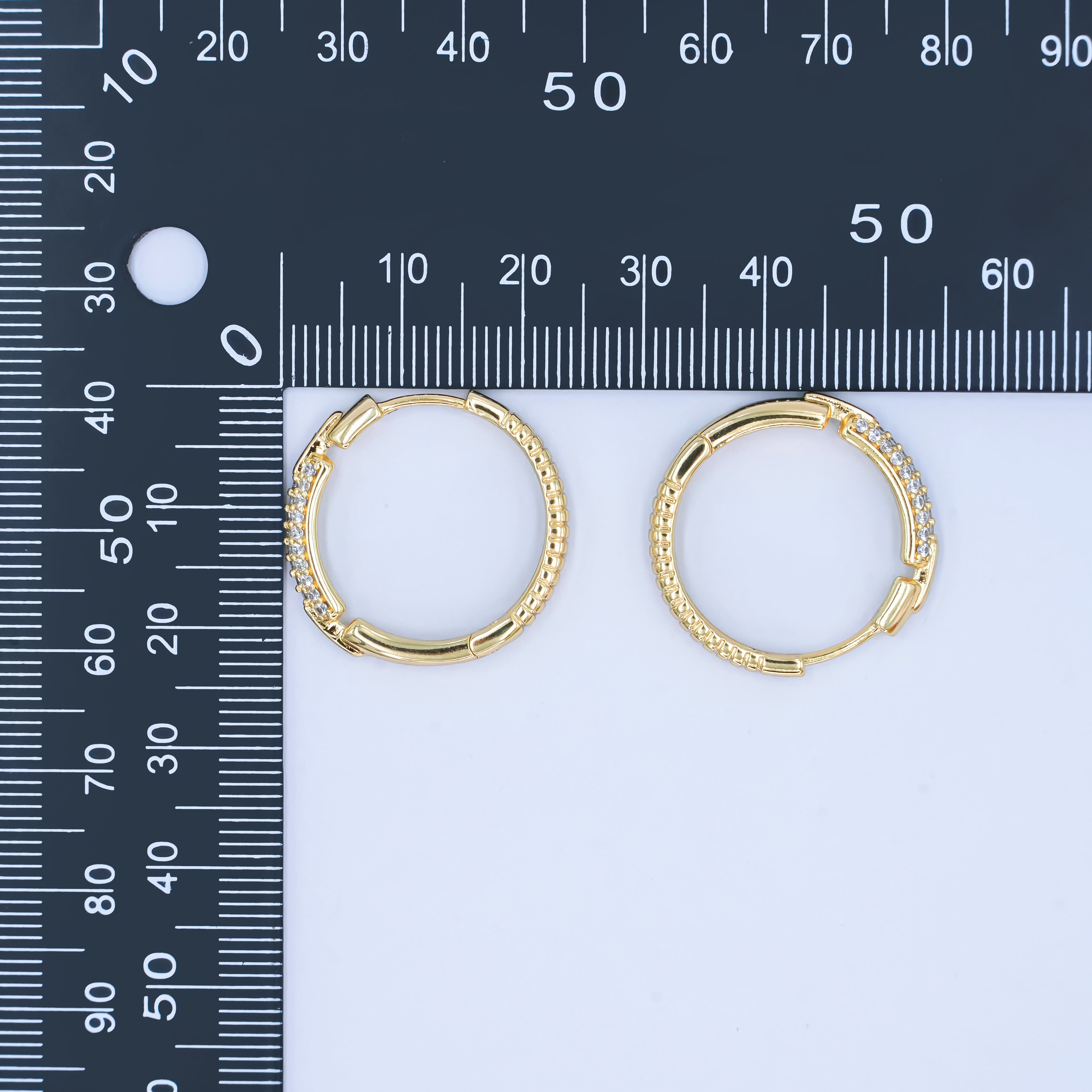 14K Gold Filled 23mm Double Micro Paved CZ Endless Hoop Earrings | AB1541