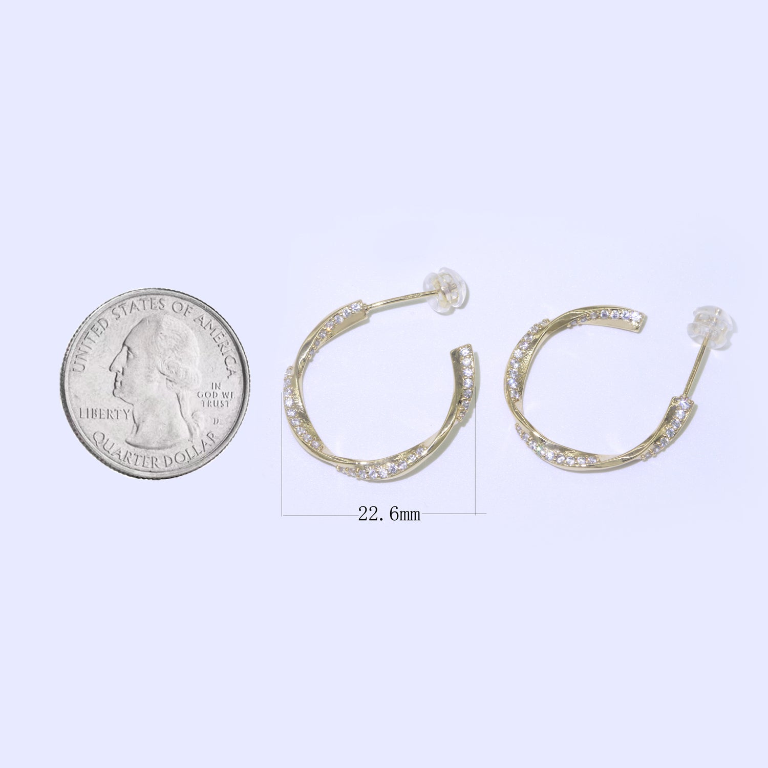 Dainty Gold Twist Hoop CZ Earring - DLUXCA