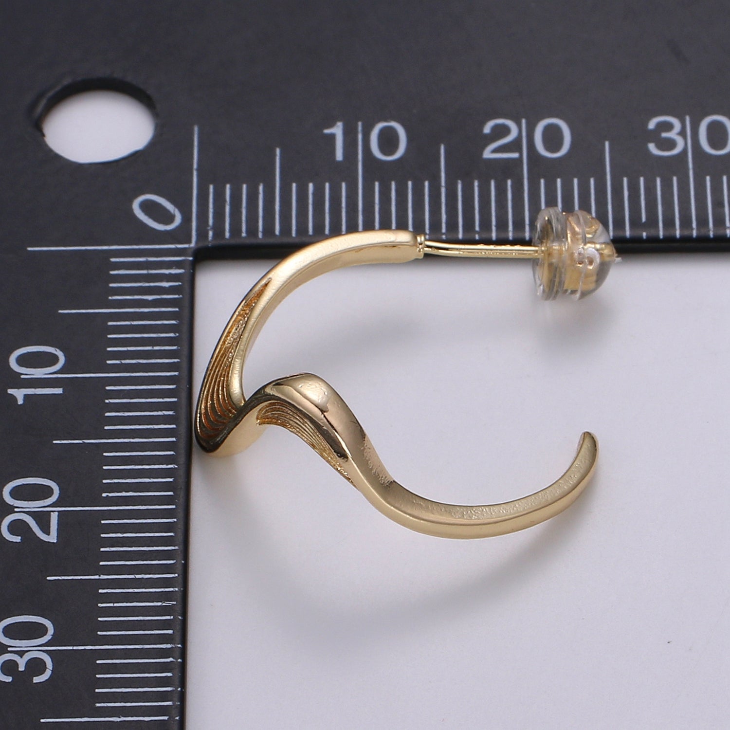 Wind and Wave Design 18K Gold Stud Earring, Rose Gold Wavy Earring, Modern design for DIY Earring Craft Supply Jewelry Making Q448 - DLUXCA