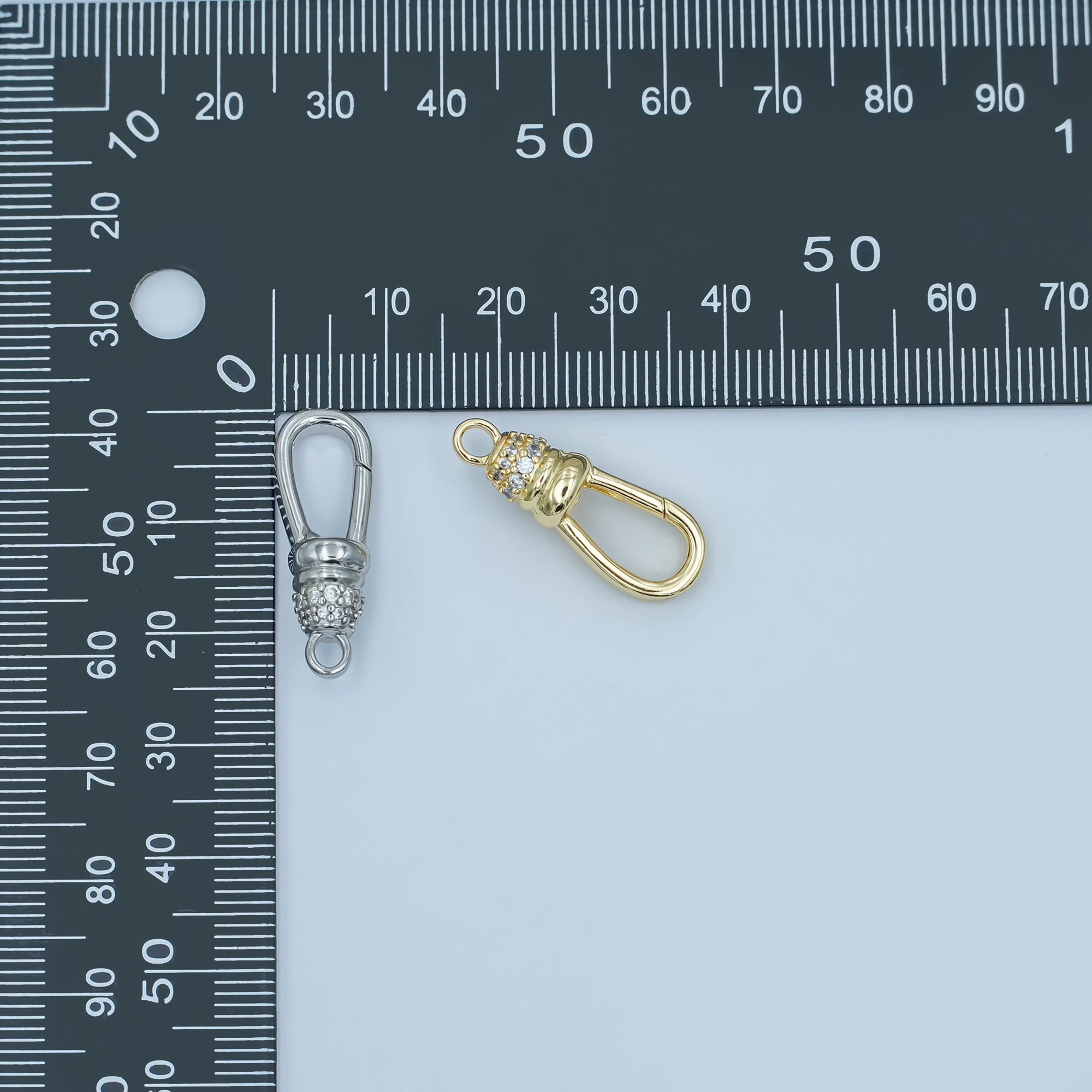 24K Gold Filled Oblong Micro Paved CZ Push Gate Finding in Gold & Silver | Z1123