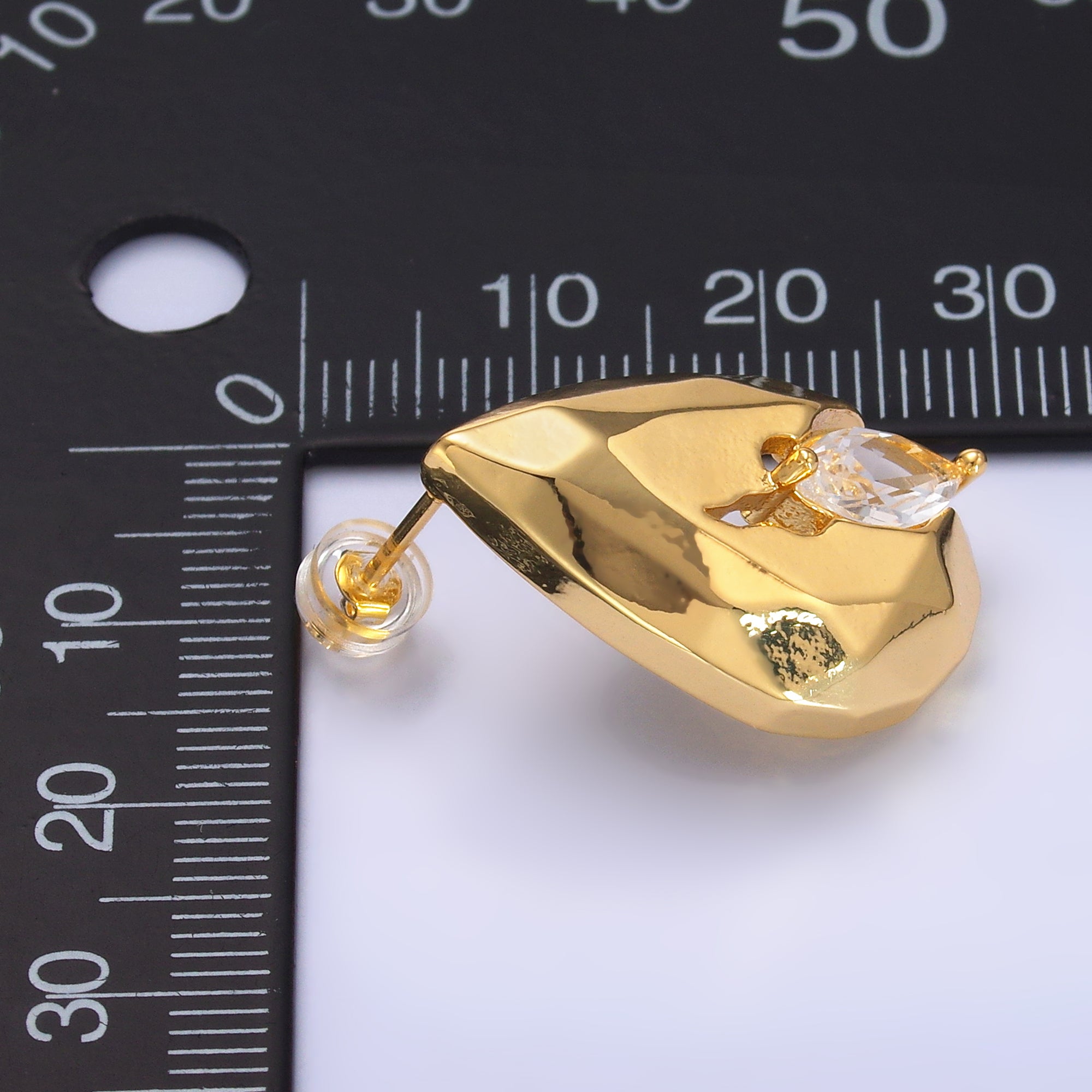 24K Gold Filled 25mm Marquise CZ Geometric Teardrop Stud Earrings Set | AD240