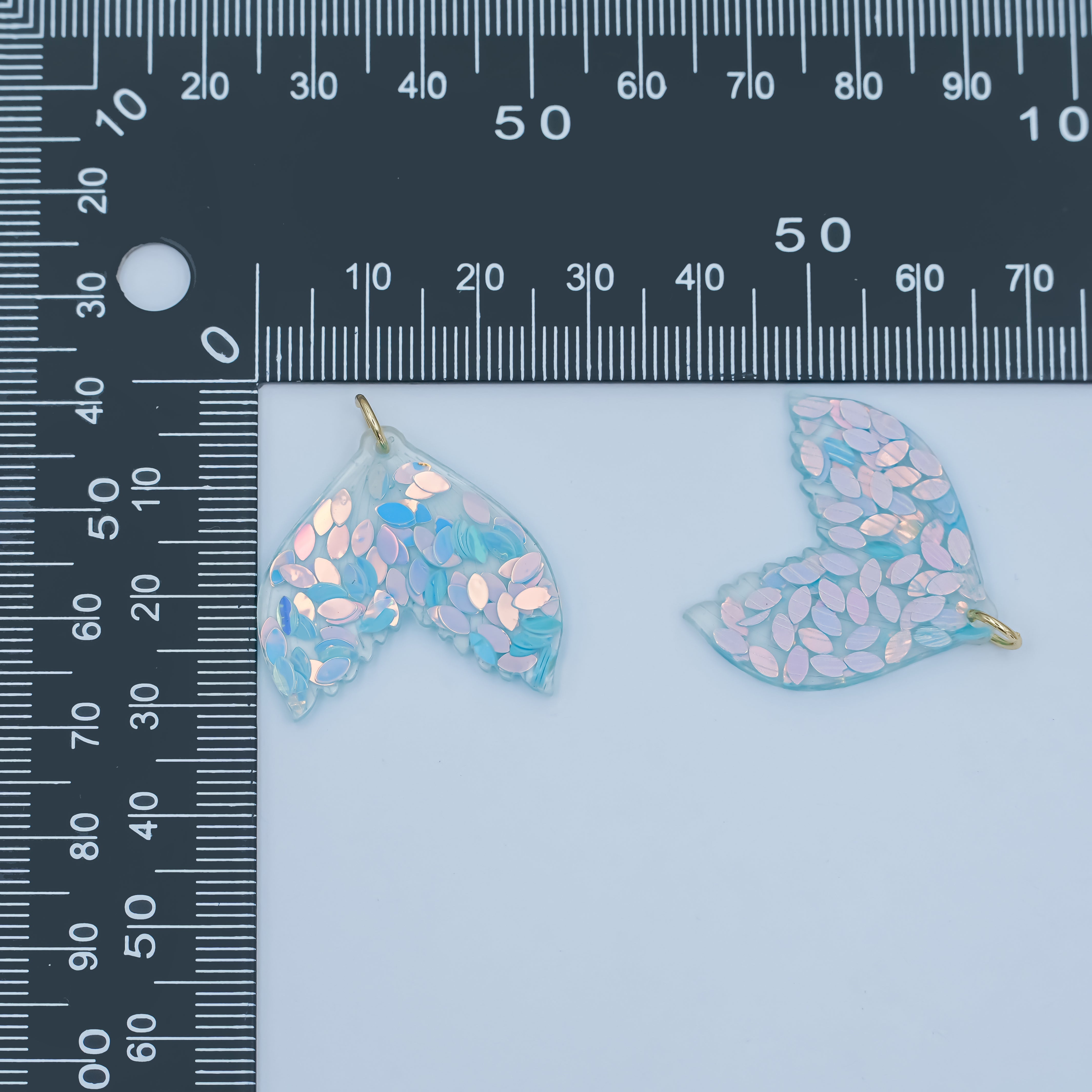 Handmade Blue Scale Mermaid Whale Fish Tail Resin Charm | N068