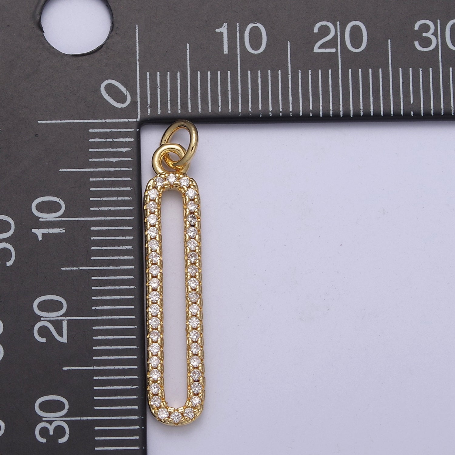 Dangle Long CZ Bar Pendant 24K Gold Filled Bar Pendant C-637