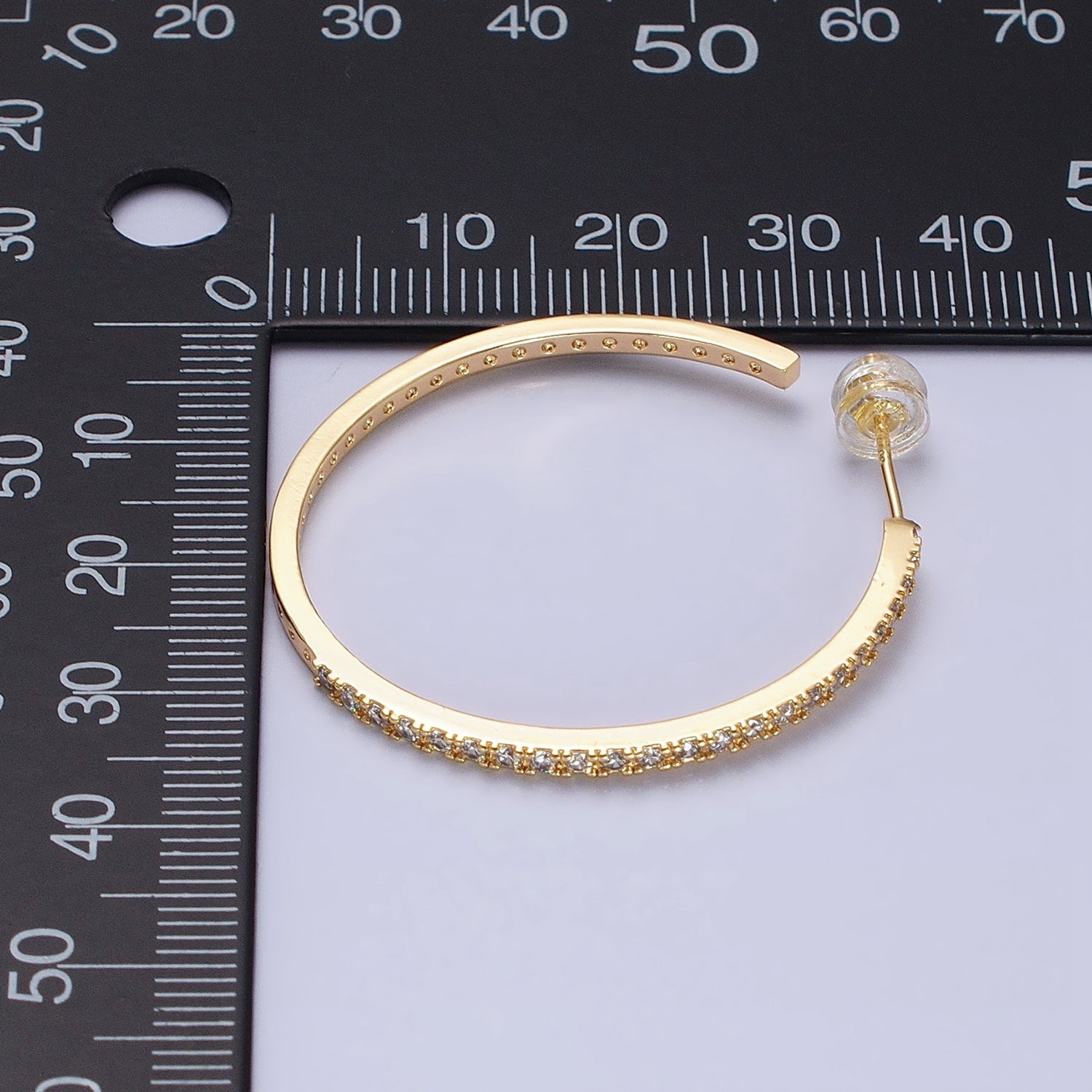 Minimalist Gold Hoop Earring with CZ Stone Simple Silver Hoop Earring for Everyday Use AB674 AB677 - DLUXCA