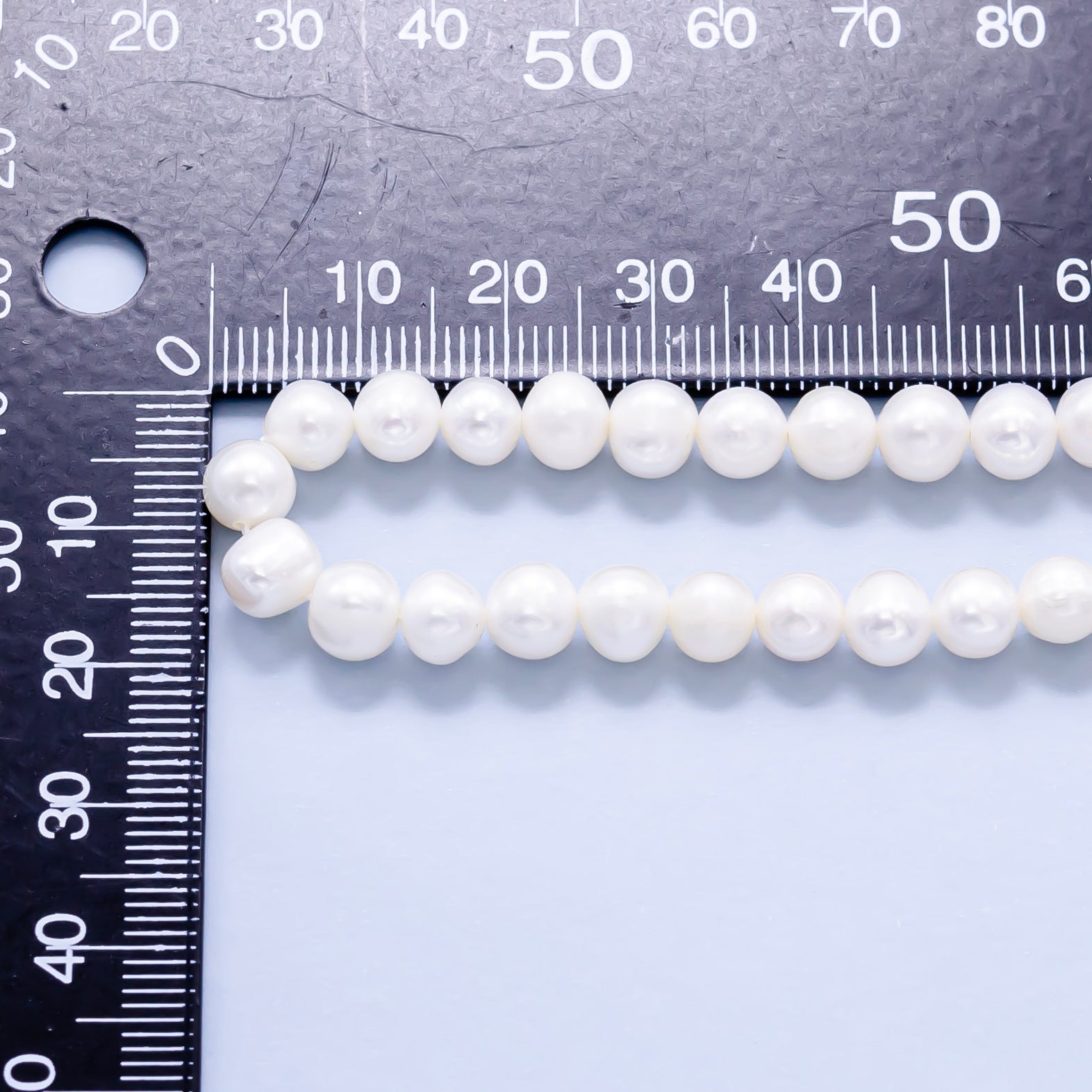 7mm White Round Button Freshwater Pearl Strand Finding | WA-1311