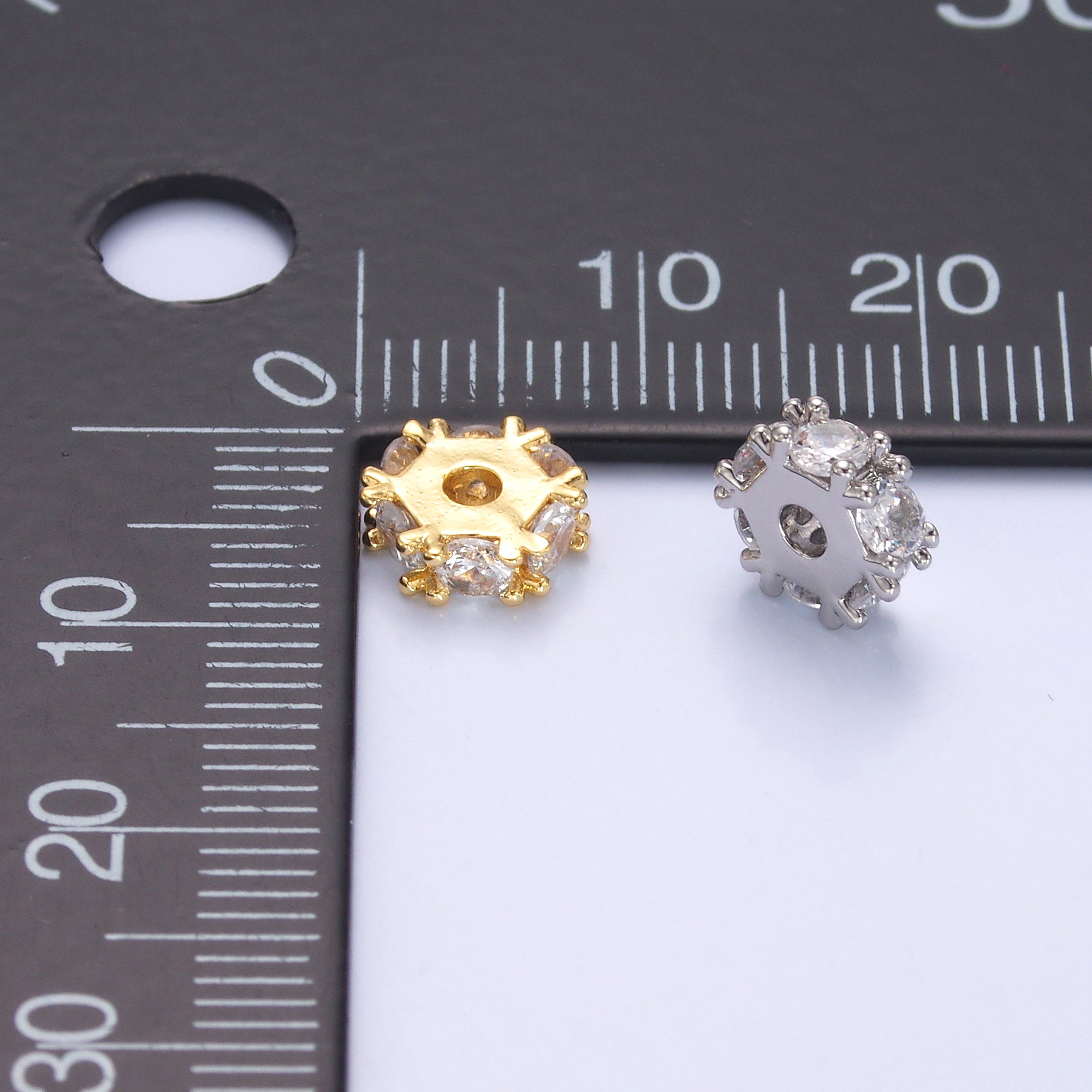 24K Gold Filled Clear CZ Rhondelle Bead in Gold & Silver | B635
