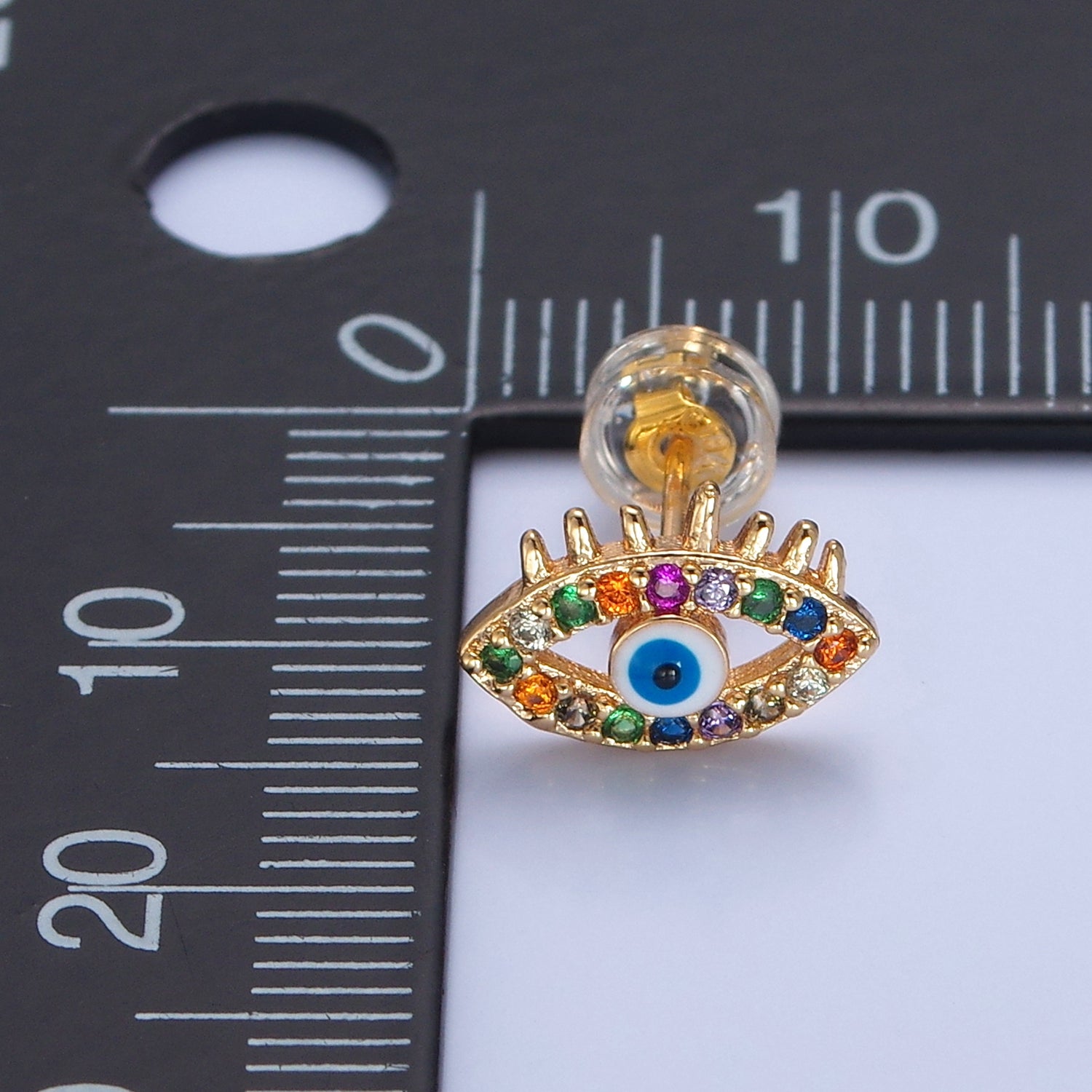 Dainty Multi Color Pave Evi Eye Stud Earring T-503
