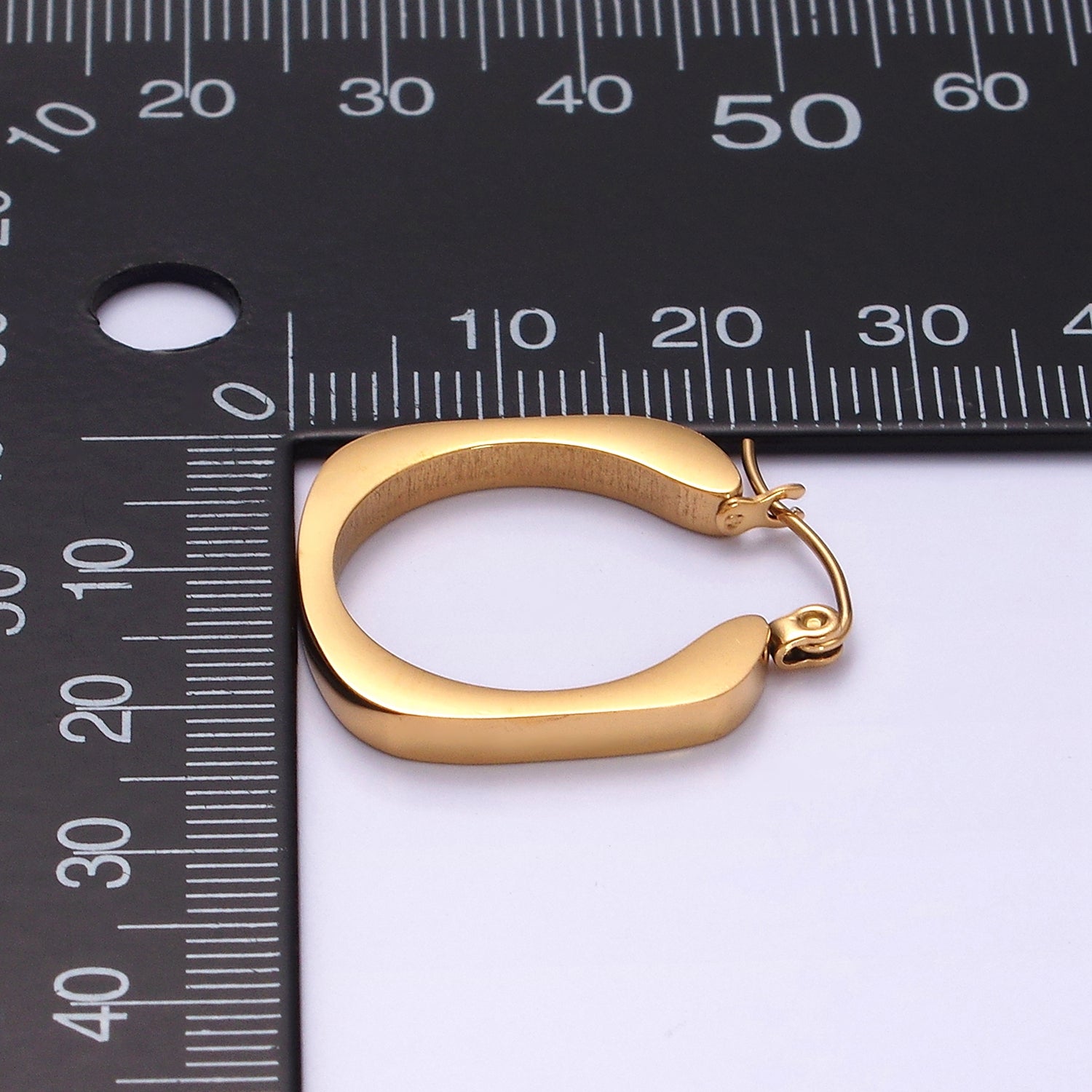 Stainless Steel 20mm Rounded Square Minimalist Latch Hoop Earrings in Gold & Silver | AE208 AE209 - DLUXCA