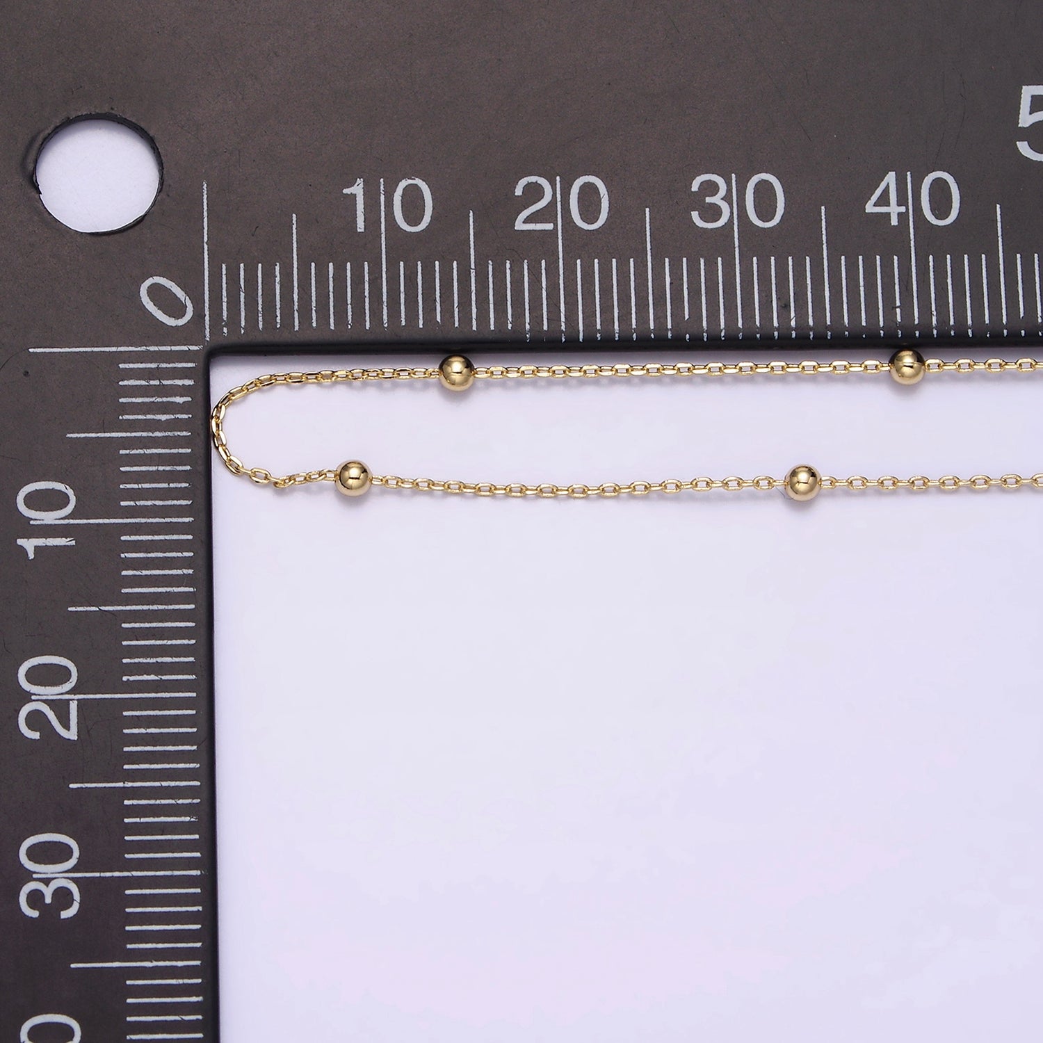 14K Gold Filled 0.5mm Dainty Satellite Beaded Cable Chain 18 Inch Layering Necklace | WA-1930 - DLUXCA