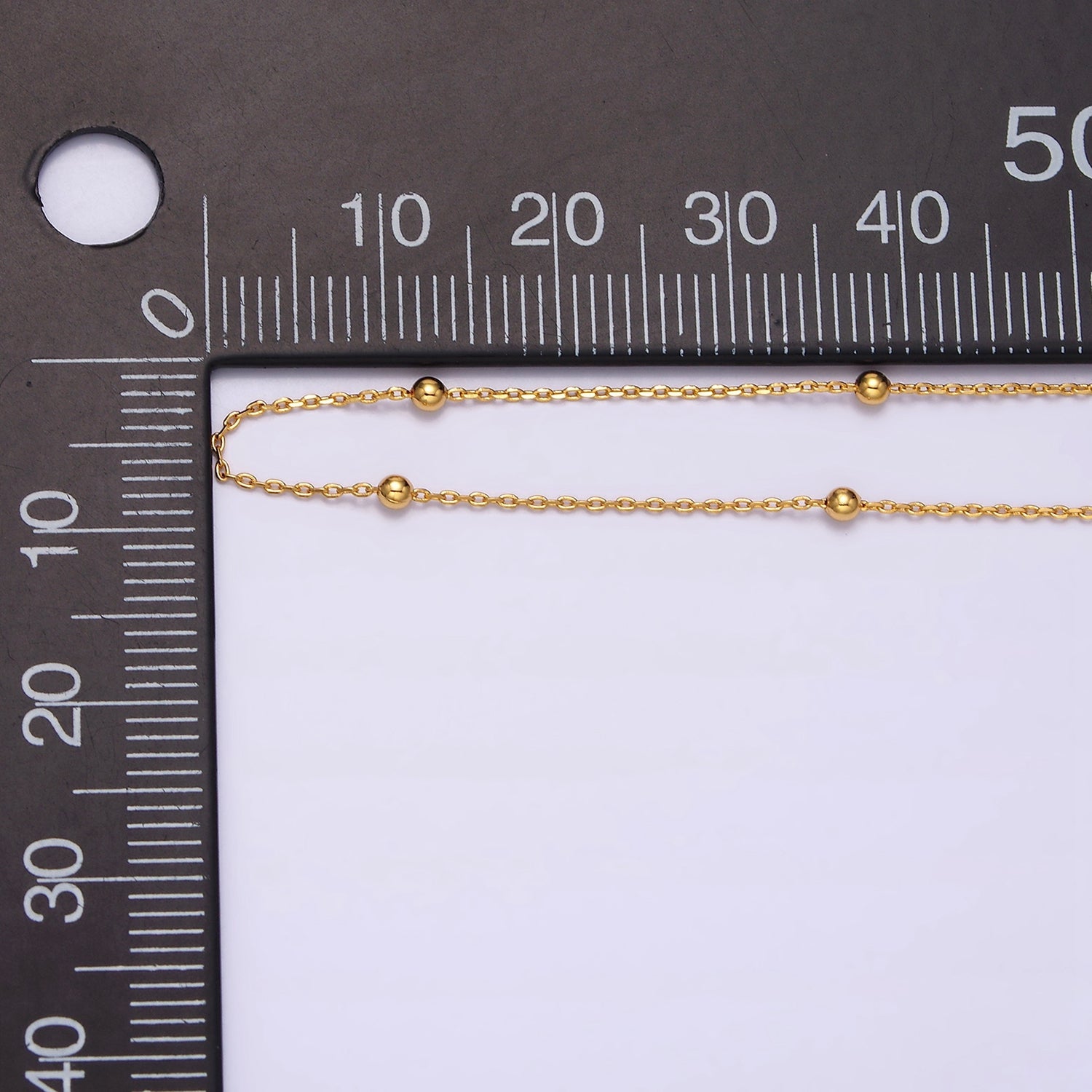 24K Gold Filled 0.5mm Dainty Satellite Beaded Cable Chain 17.75 Inch Layering Necklace | WA-1929 - DLUXCA