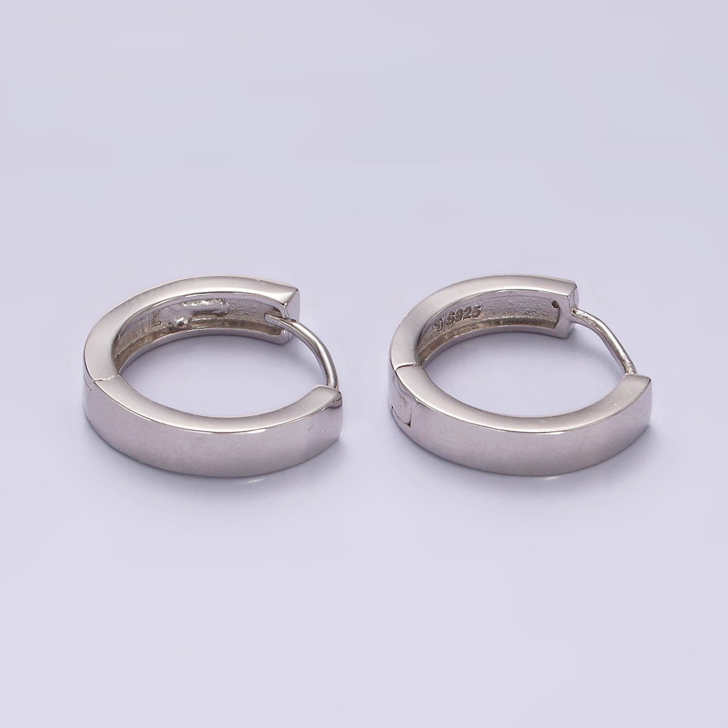 S925 Sterling Silver 17mm Minimalist Huggie Earrings | SL-411