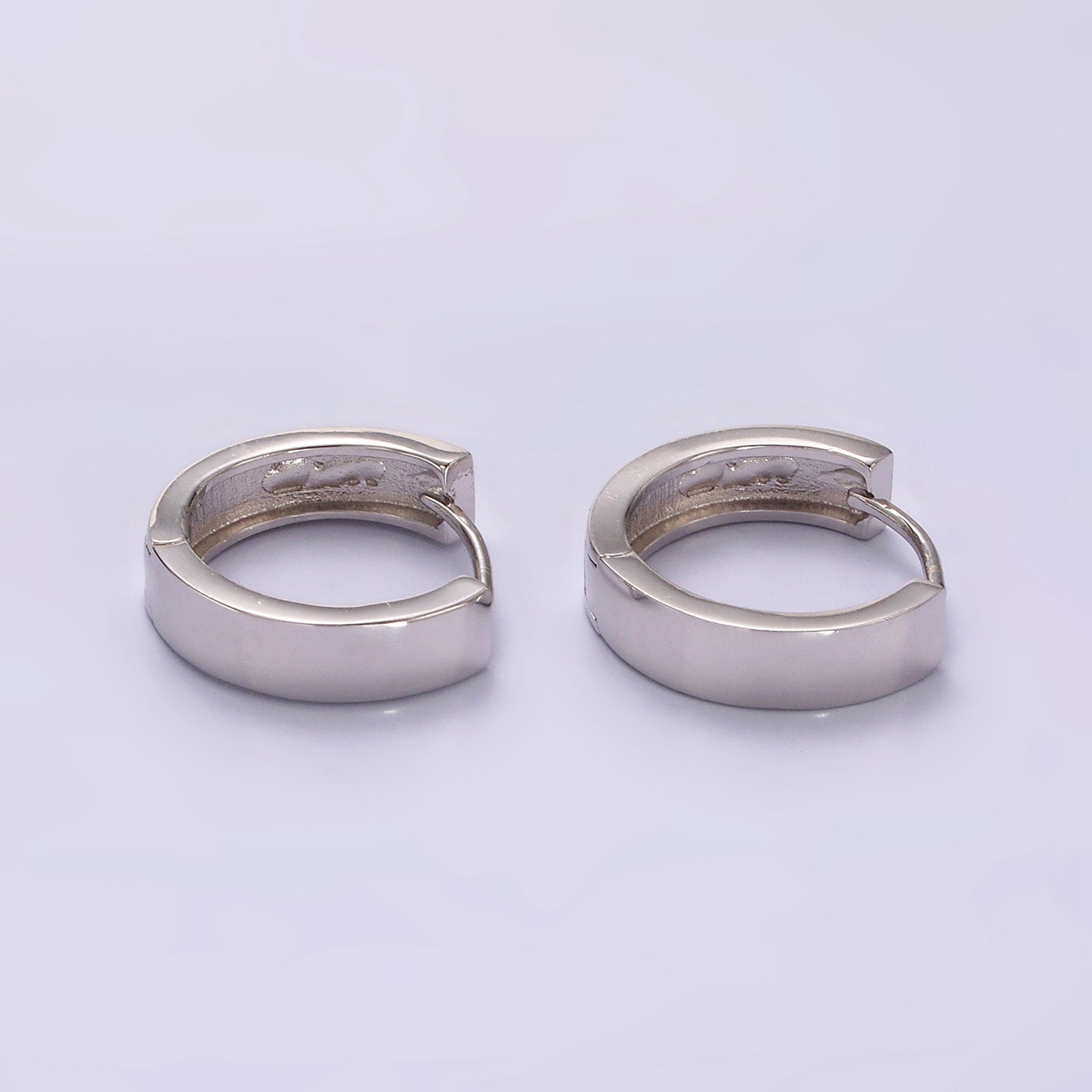 S925 Sterling Silver Wide 16mm Minimalist Huggie Earrings | SL-412