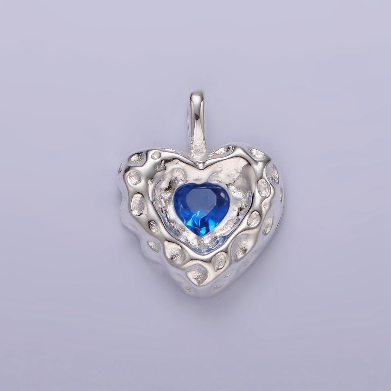 S925 Sterling Silver Blue, Green CZ Hammered Pendant | SL-439 SL-440
