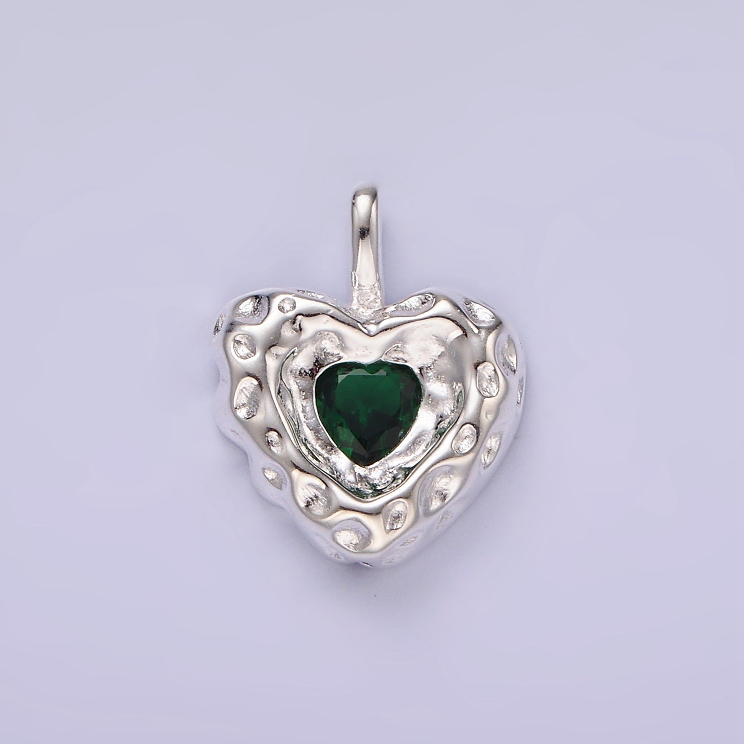 S925 Sterling Silver Blue, Green CZ Hammered Pendant | SL-439 SL-440