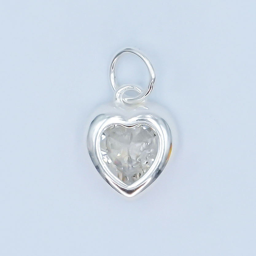 24K Gold Filled Clear CZ Heart Bezel Charm in Gold & Silver | SL-638