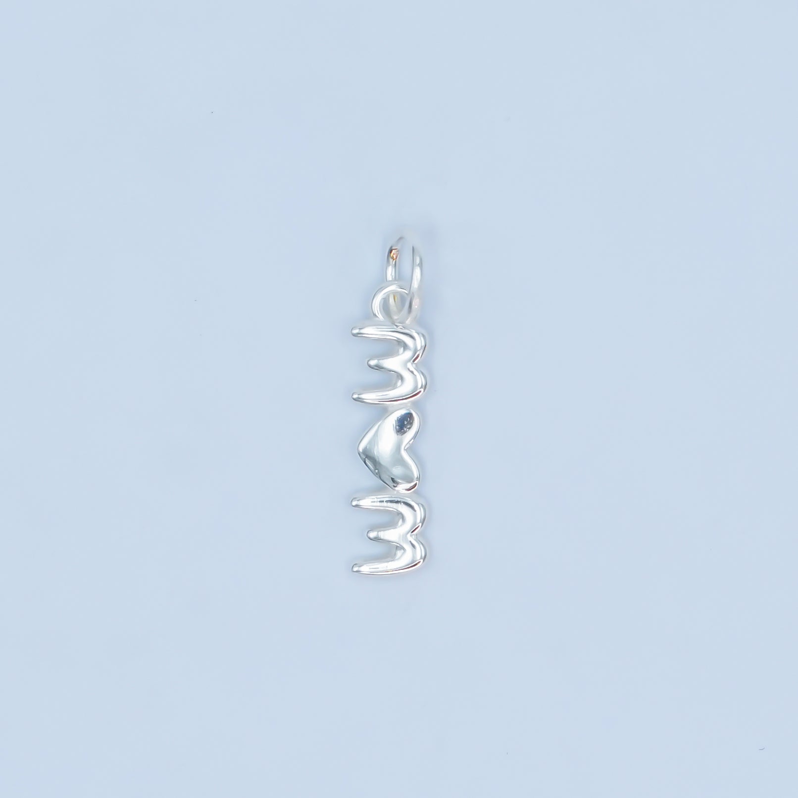 S925 Sterling Silver "MOM" "MAMA" Heart Script Letter Charm | SL-639 SL-640