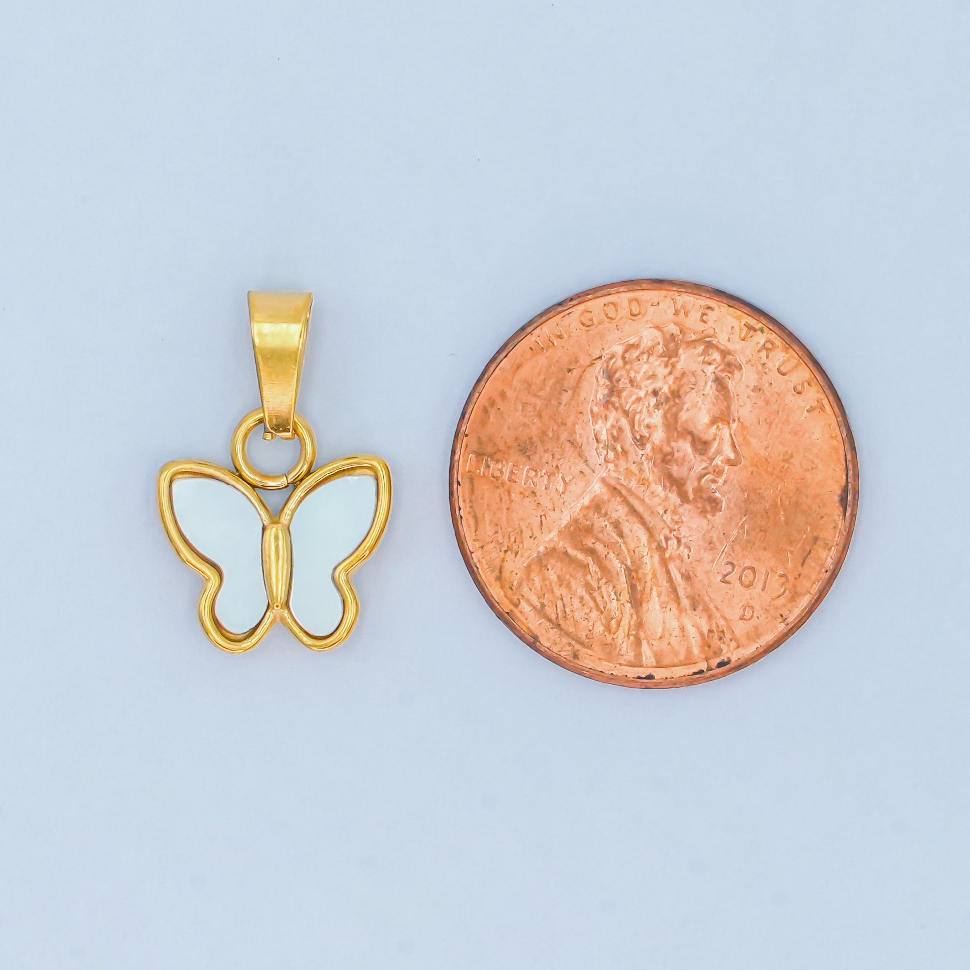 Stainless Steel Shell Pearl Butterfly Pendant | P1547