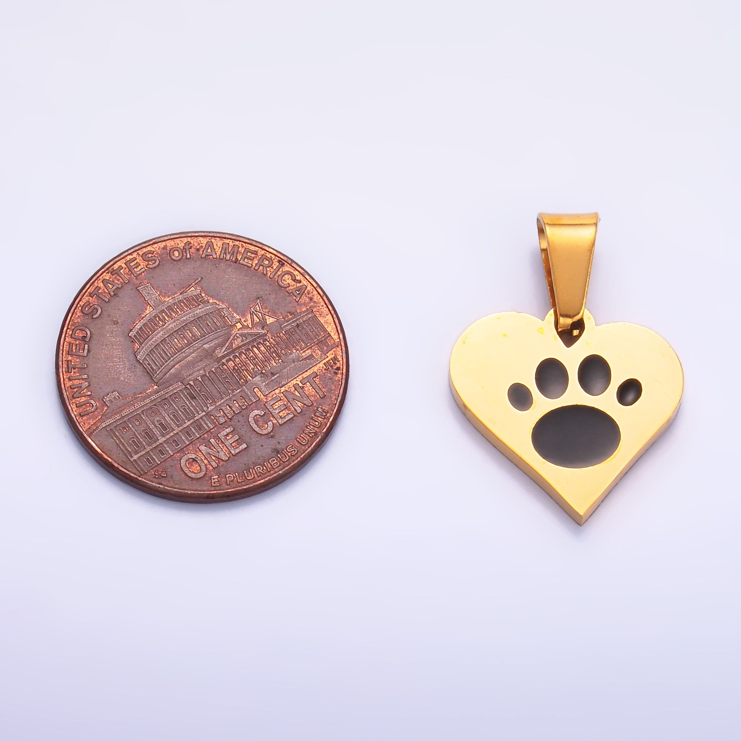Stainless Steel Pet Paw Print Heart Pendant | P816