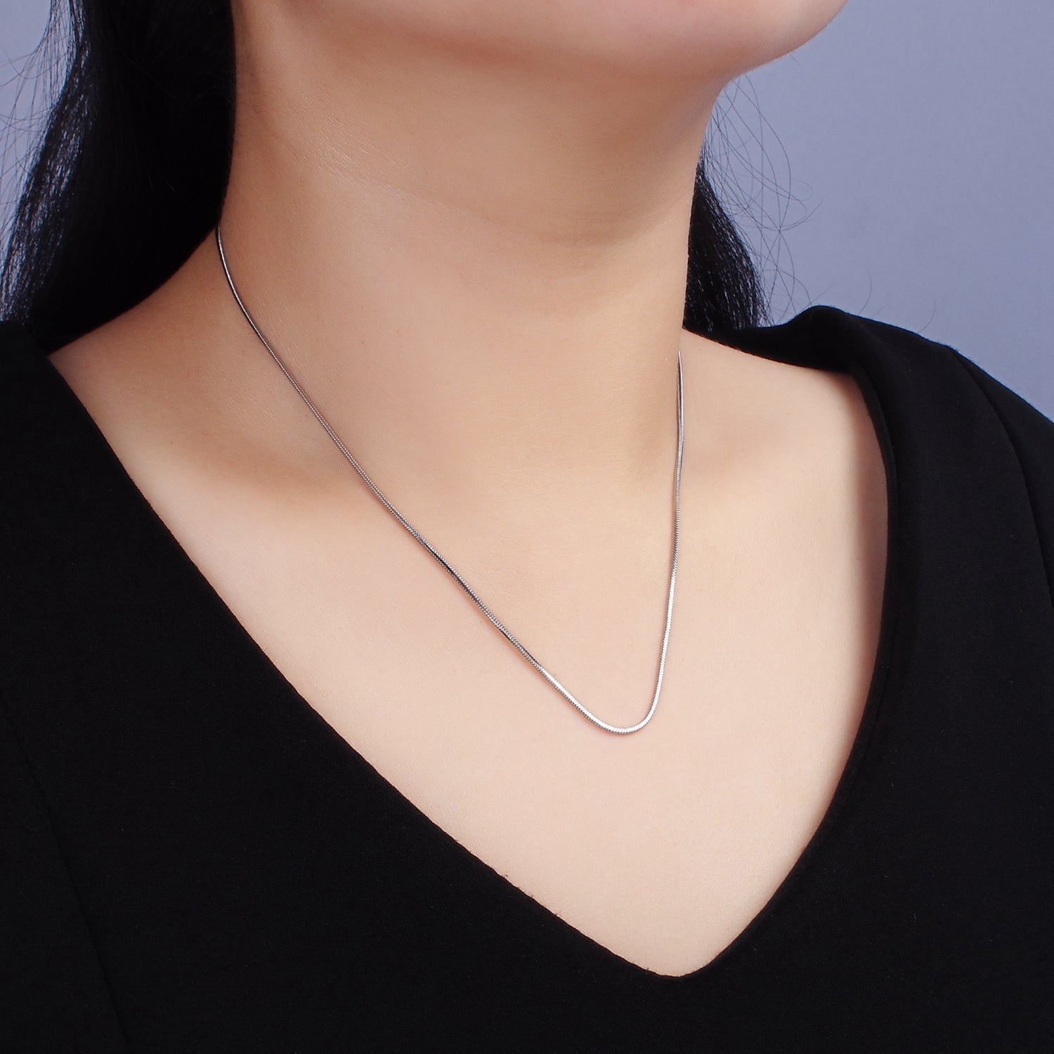 Stainless Steel 1.2mm Dainty Snake 18 Inch Layering Chain Necklace | WA-2267 - DLUXCA