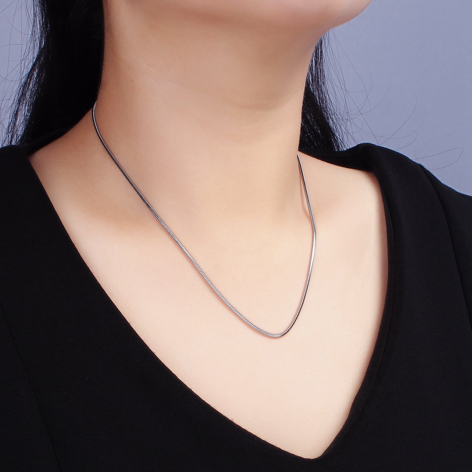 Stainless Steel 1.5mm Dainty Snake Chain 18 Inch Layering Necklace | WA-2269 - DLUXCA