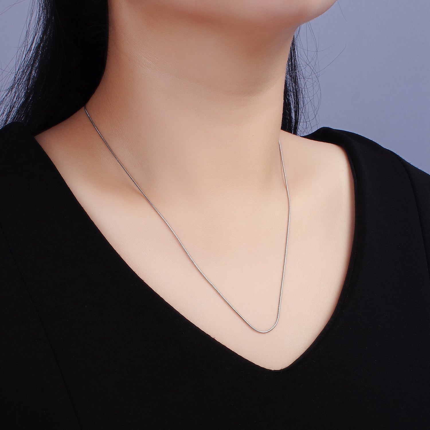 Stainless Steel 1mm Dainty Snake Cocoon 20 Inch Chain Layering Necklace | WA-2260 - DLUXCA