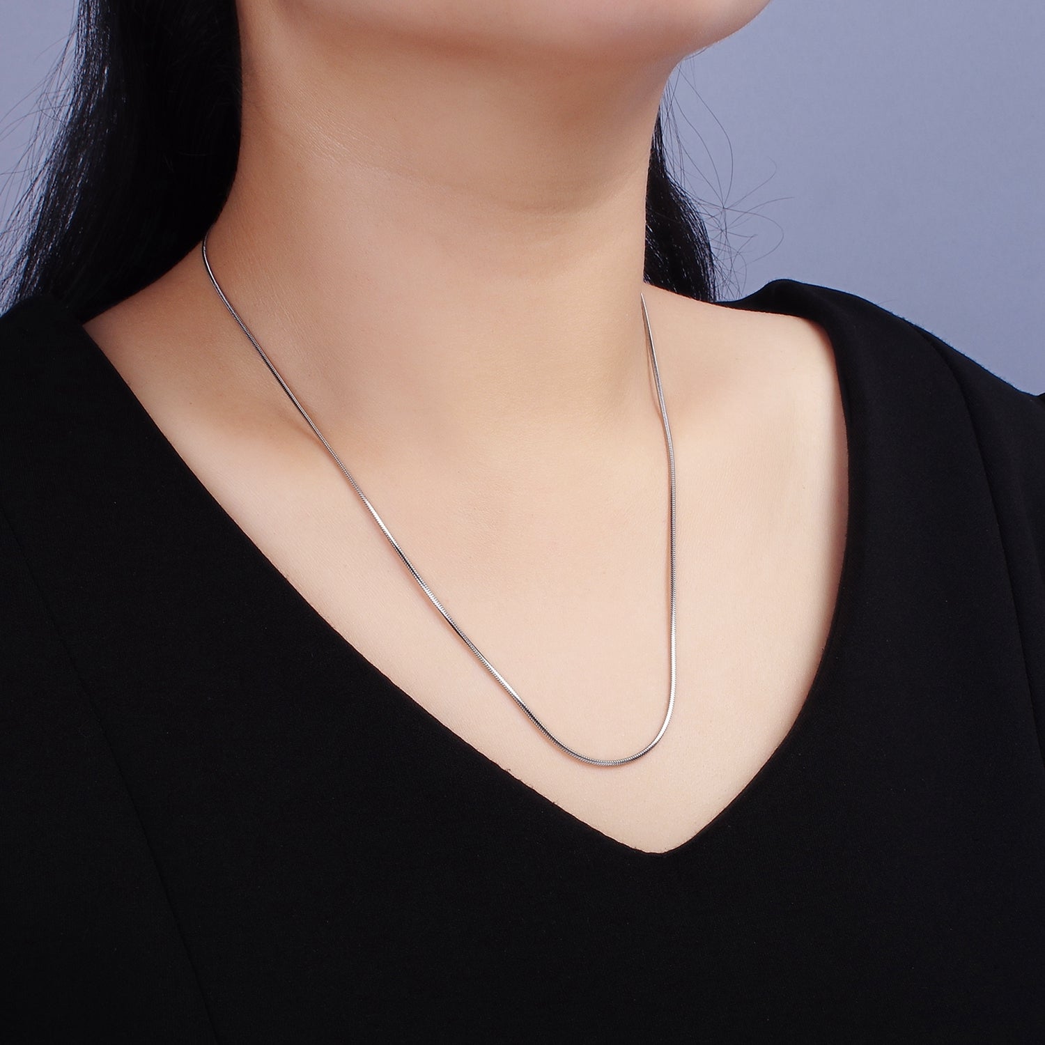 Stainless Steel 1.2mm Dainty Cocoon Omega 20 Inch Layering Chain Necklace | WA-2268 - DLUXCA