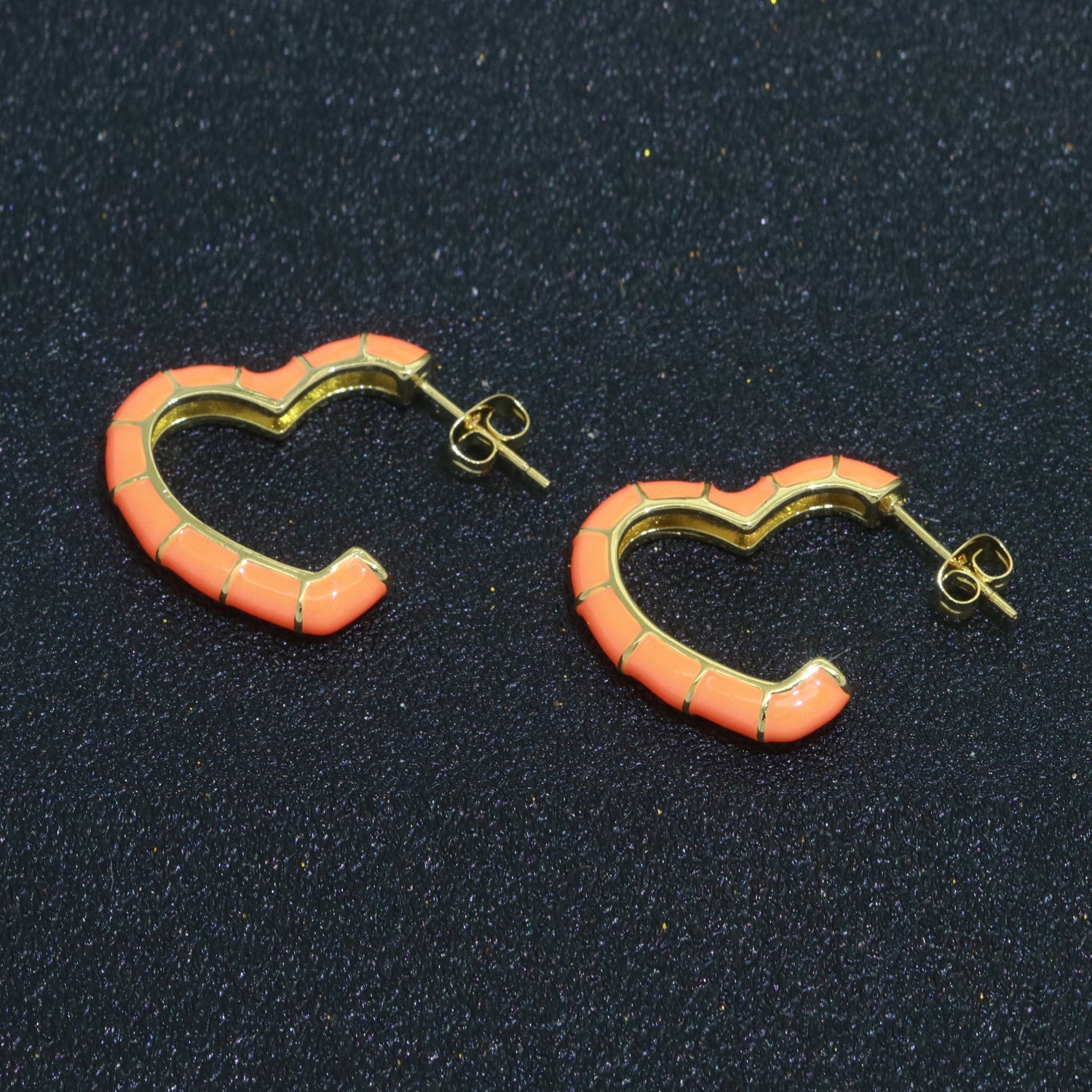 Enamel Heart Gold Hoop Earring Colorful Neon Trend Jewelry Y2K Earring - DLUXCA