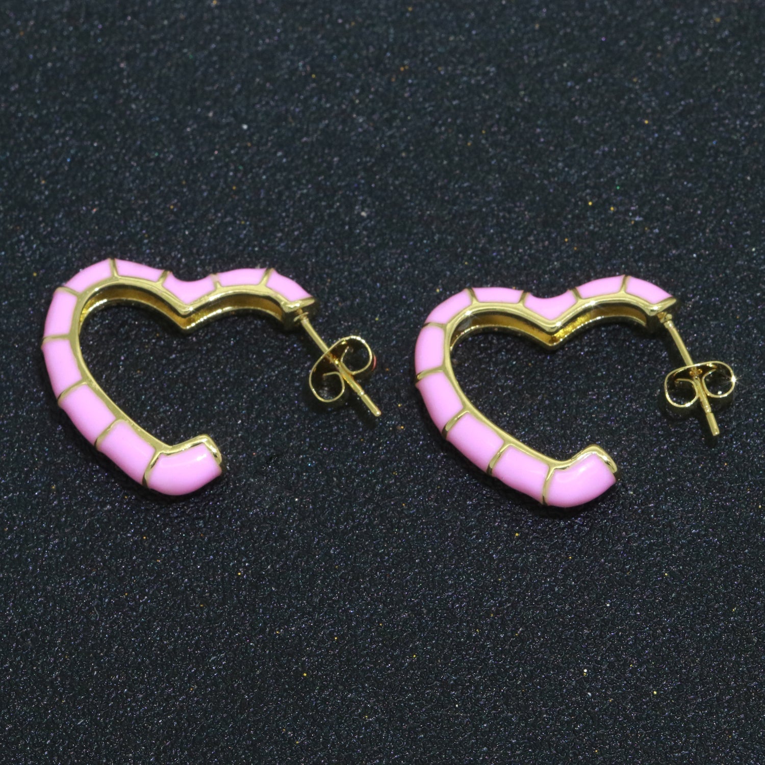 Enamel Heart Gold Hoop Earring Colorful Neon Trend Jewelry Y2K Earring - DLUXCA