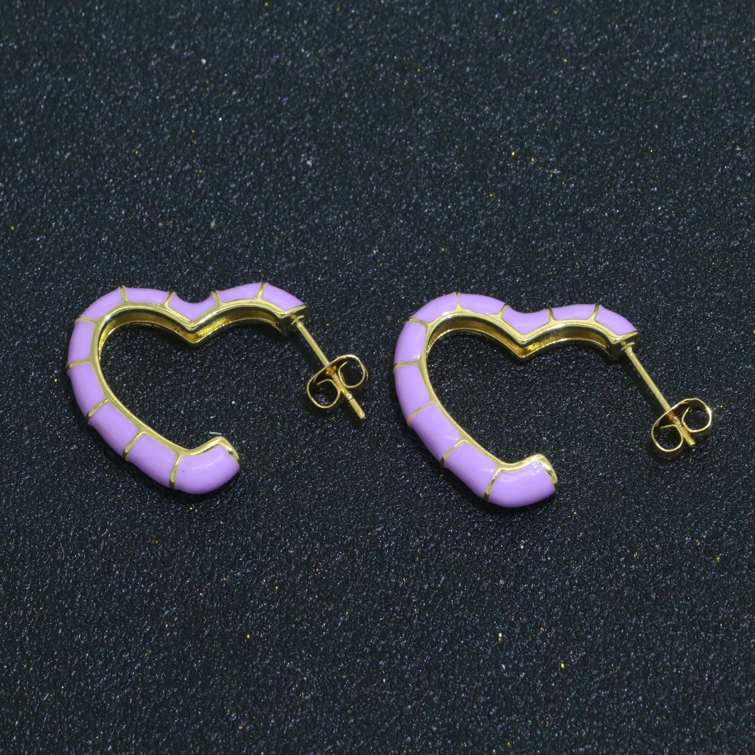 Enamel Heart Gold Hoop Earring Colorful Neon Trend Jewelry Y2K Earring - DLUXCA