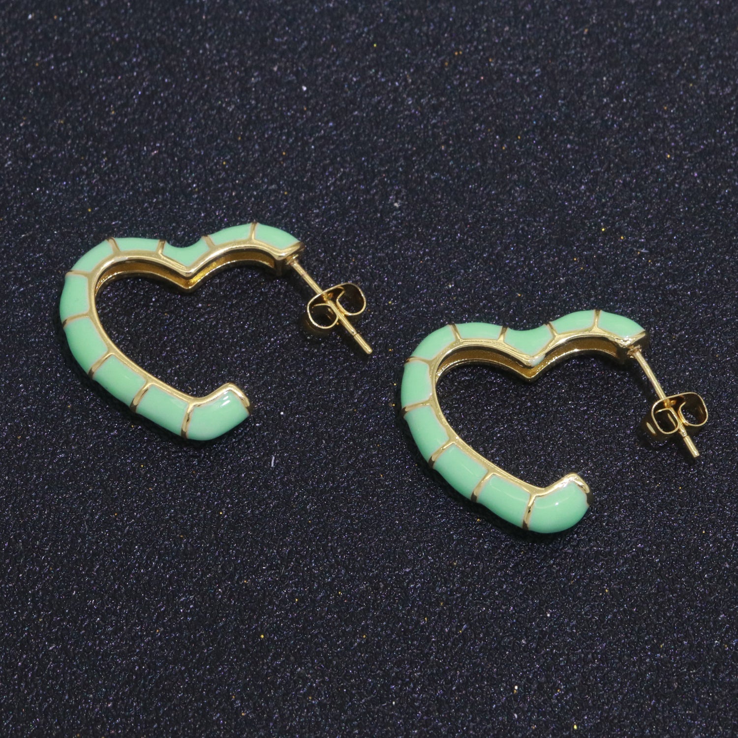 Enamel Heart Gold Hoop Earring Colorful Neon Trend Jewelry Y2K Earring - DLUXCA