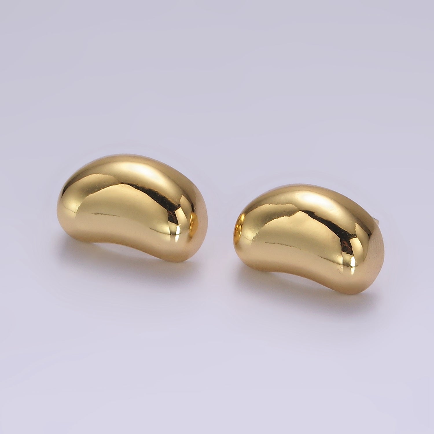 14K Gold Filled 15mm Bean Dome Modern Statement Stud Earrings | V060 - DLUXCA