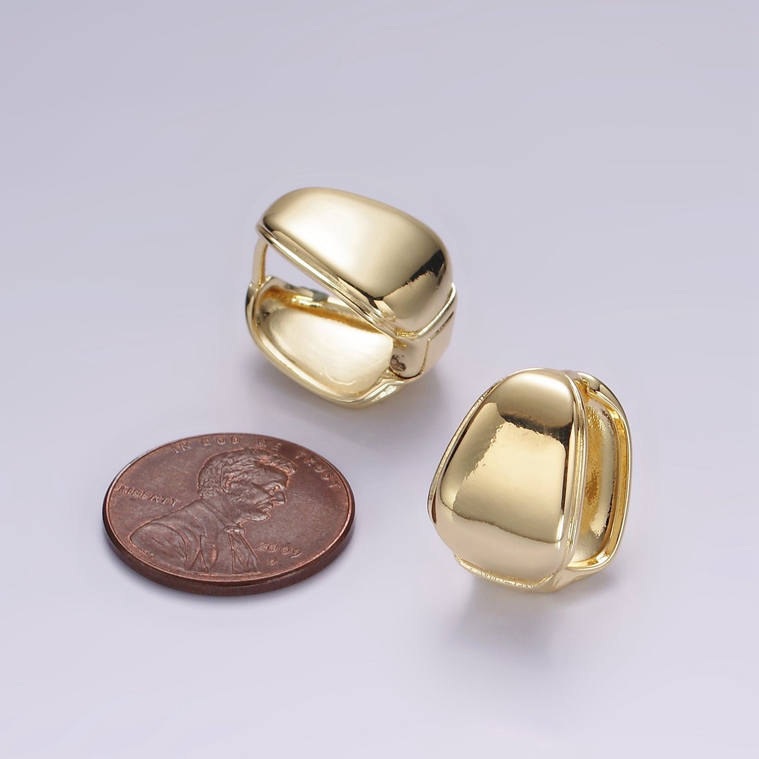 14K Gold Filled 17mm Wide Rounded Square Minimalist Huggie Earrings | V061 - DLUXCA