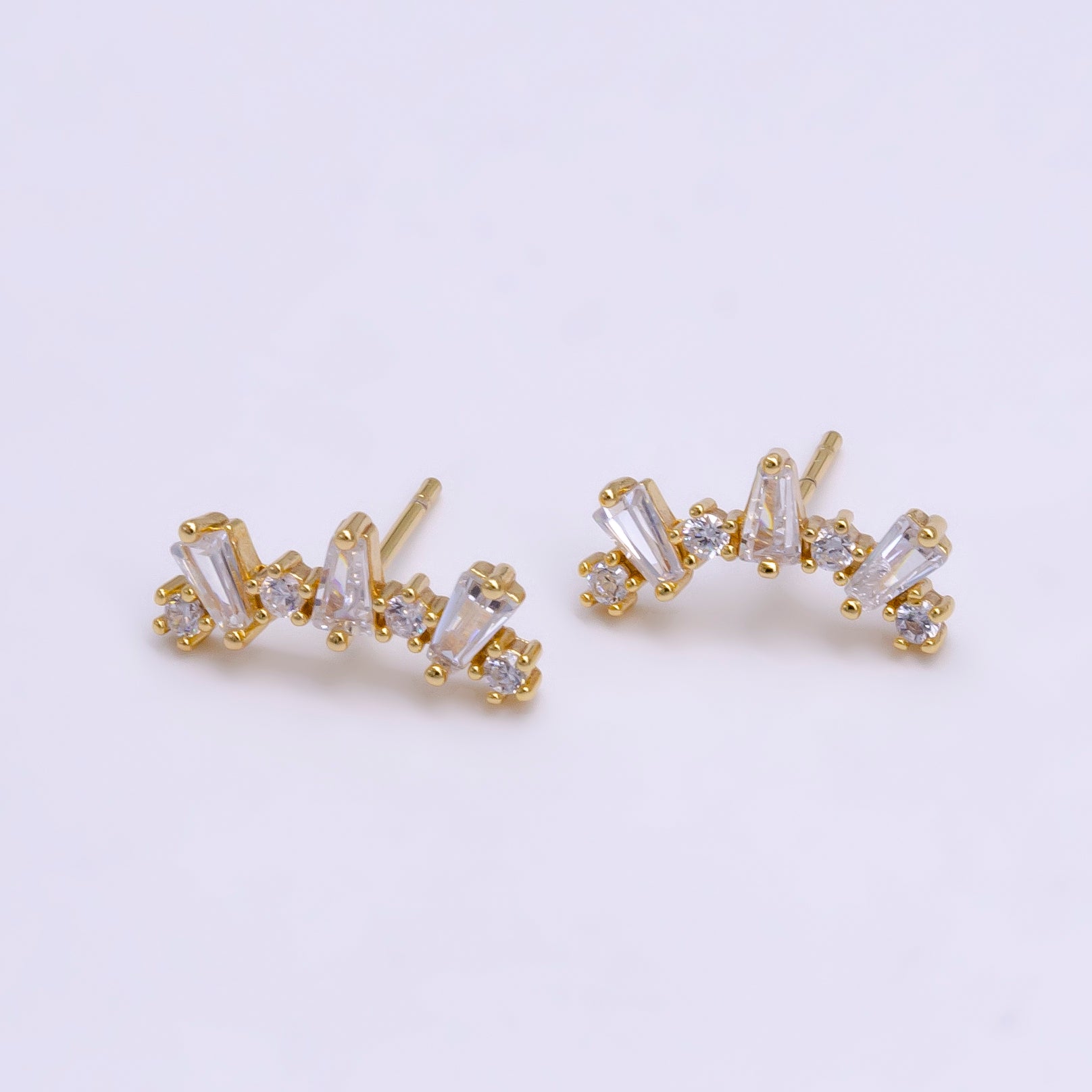 Small Big Crystal Stone Studs Earring CZ Crystal Arrangement Earring Jewelry V-089 V-090 - DLUXCA