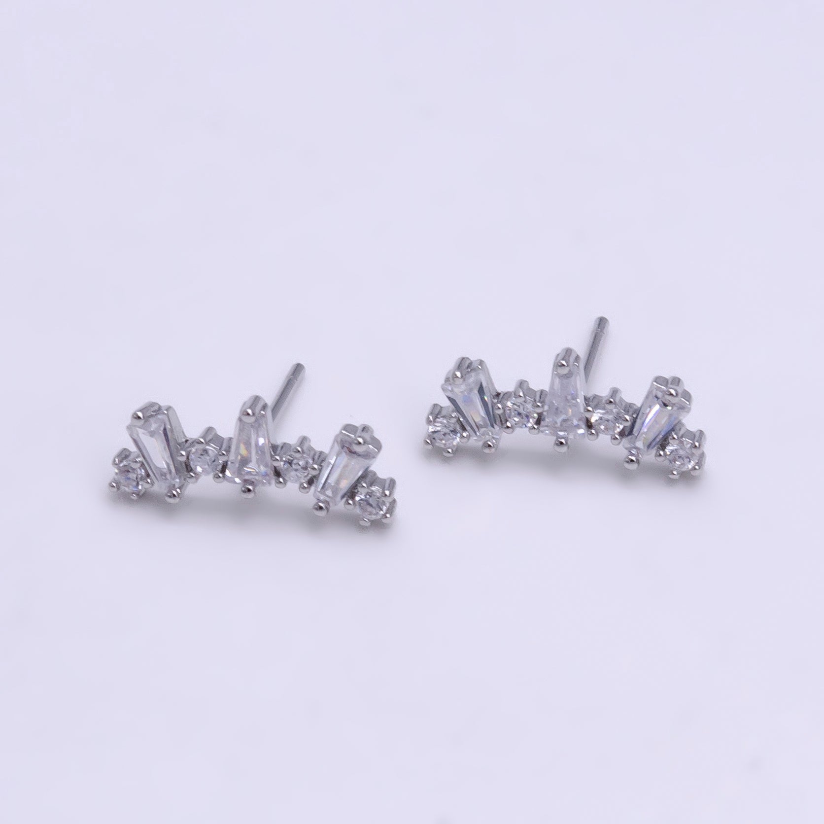 Small Big Crystal Stone Studs Earring CZ Crystal Arrangement Earring Jewelry V-089 V-090 - DLUXCA