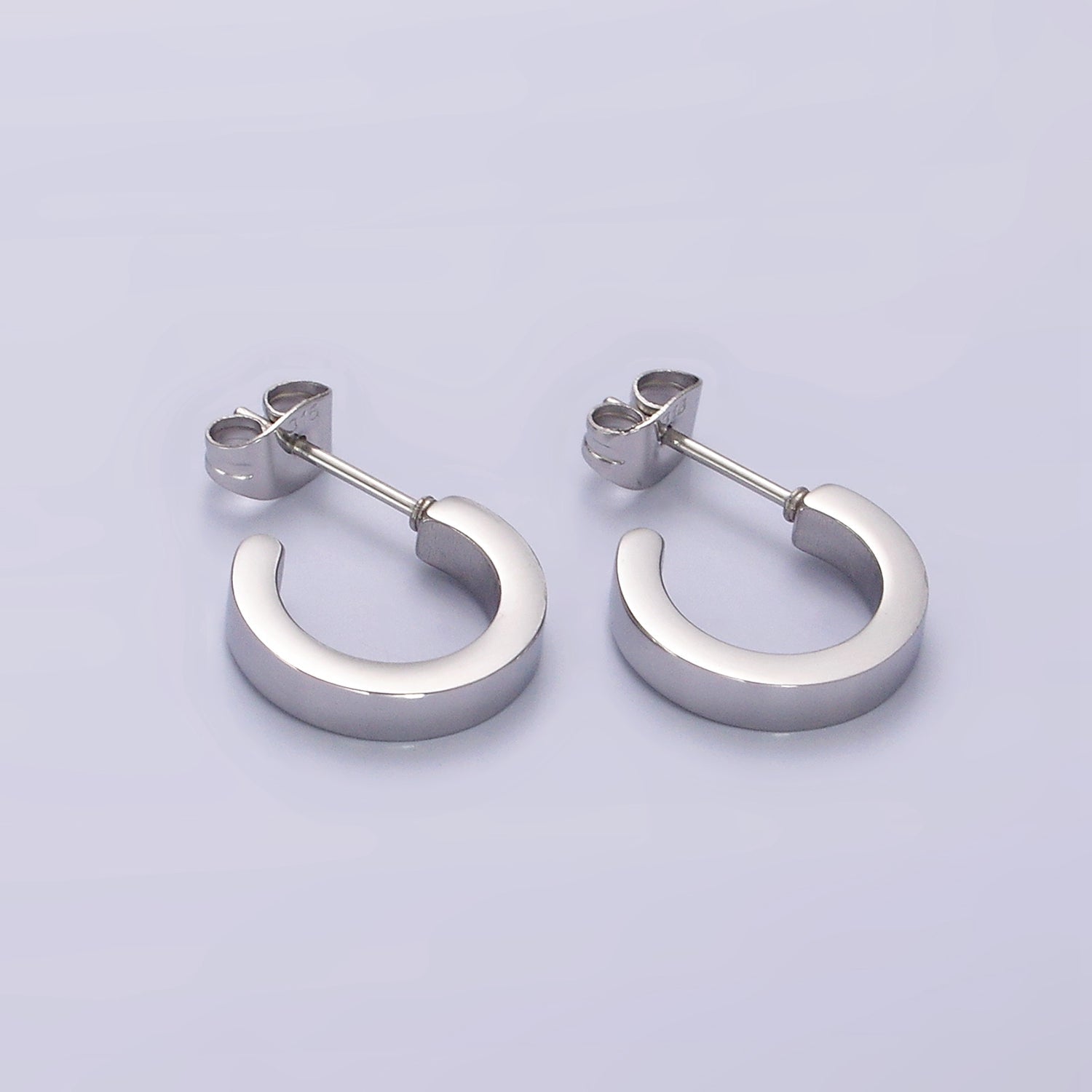 Stainless Steel 20mm Flat Minimalist C-Shaped Cartilage Hoop Earrings in Gold & Silver | V191 V192 - DLUXCA