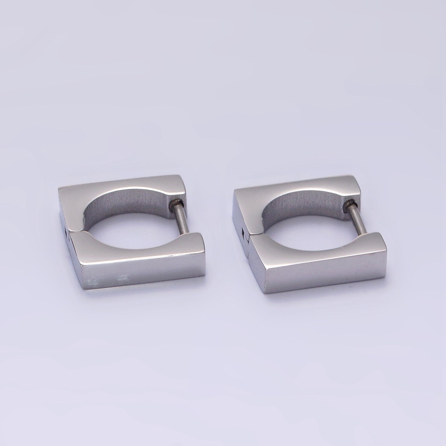 Stainless Steel 11mm Flat Square Cartilage Huggie Earrings in Gold & Silver | V193 V194