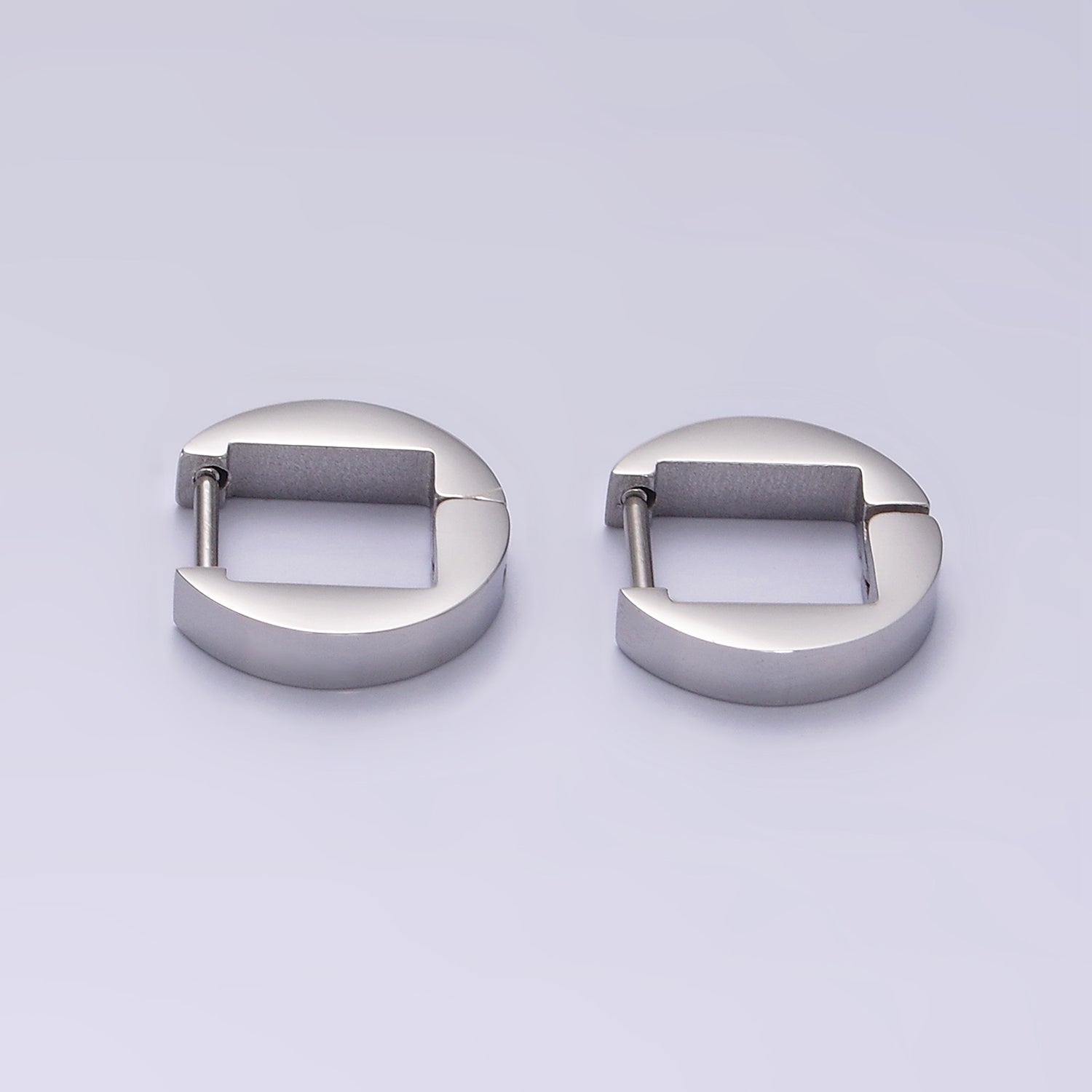 Stainless Steel 12.5mm Flat Round Cartilage Huggie Earrings in Gold & Silver | V197 V198 - DLUXCA