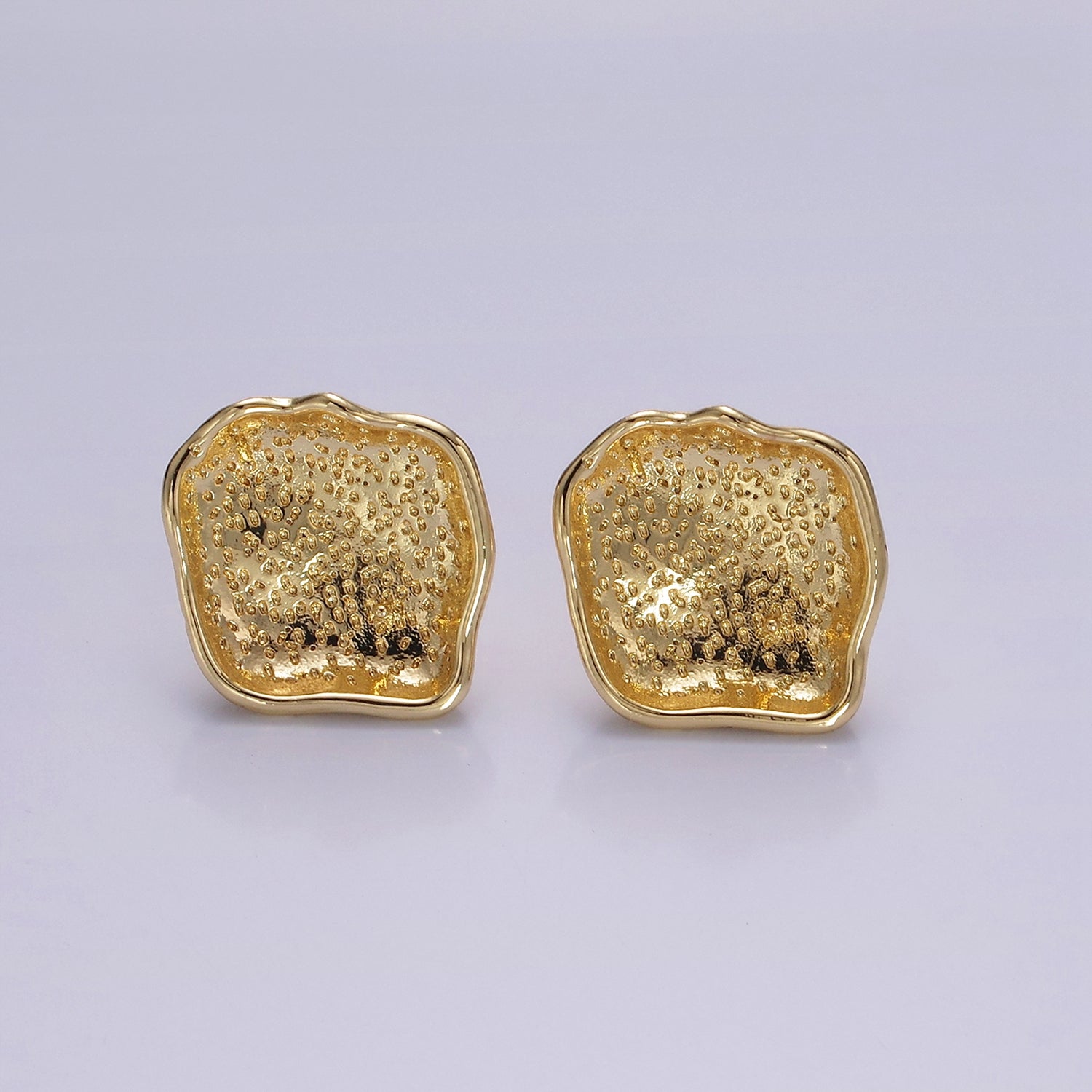 14K Gold Filled Dotted Dome Abstract Round Stud Earrings | V285