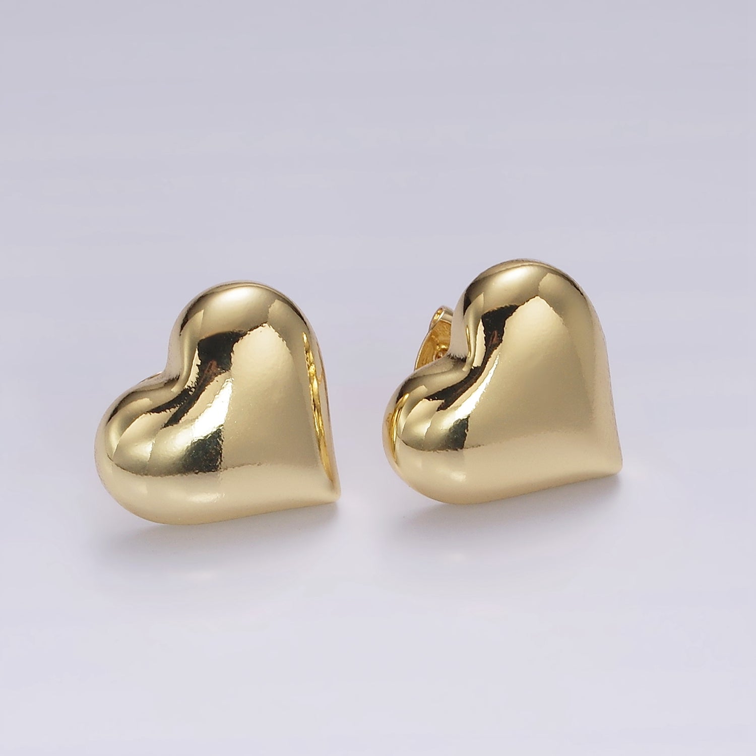 OS 14K Gold Filled 18mm Heart Dome Minimalist Stud Earrings | V297