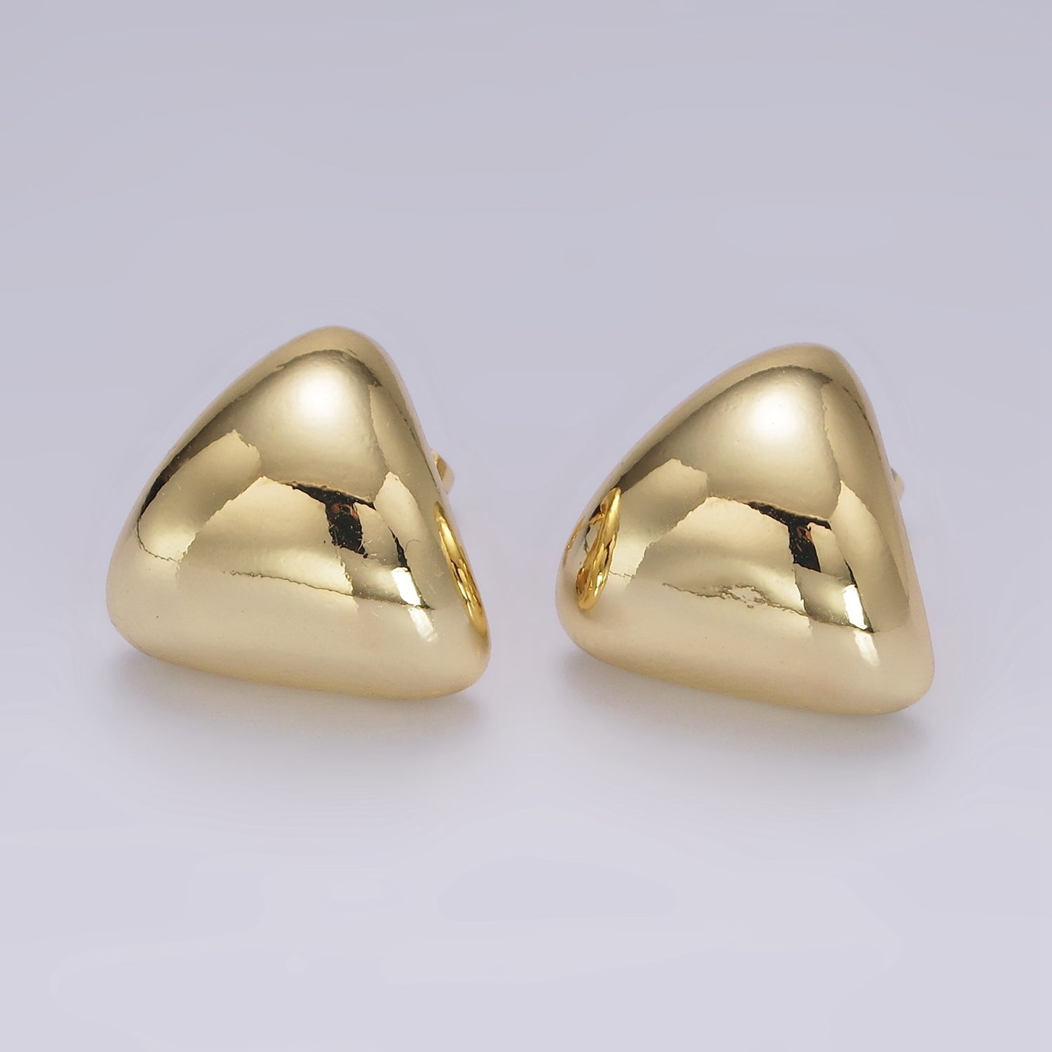 14K Gold Filled Edged Triangle Dome Minimalist Stud Earrings | V452