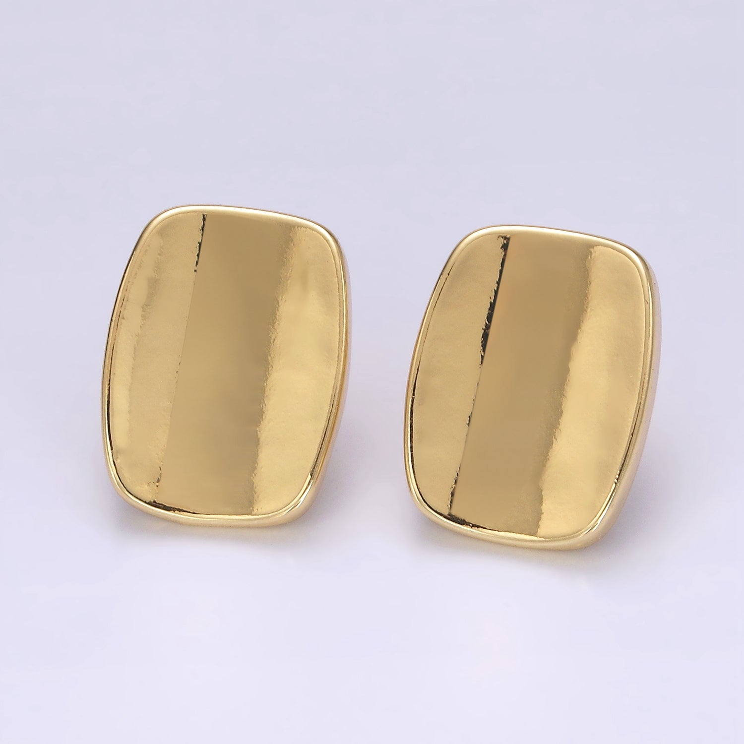 14K Gold Filled 20mm Edged Bar Rectangular Minimalist Stud Earrings | V453