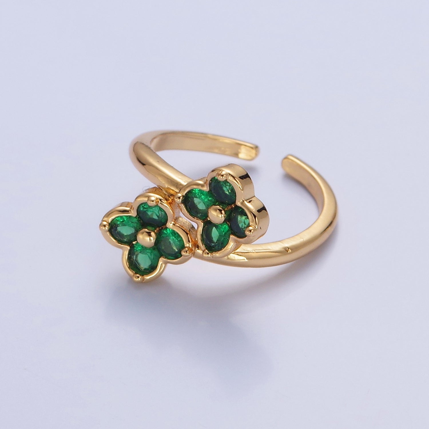 Green Clover Ring, Four-Leaf Clover Ring for Women, Lucky Charm O-2217 O-2218 O-2219