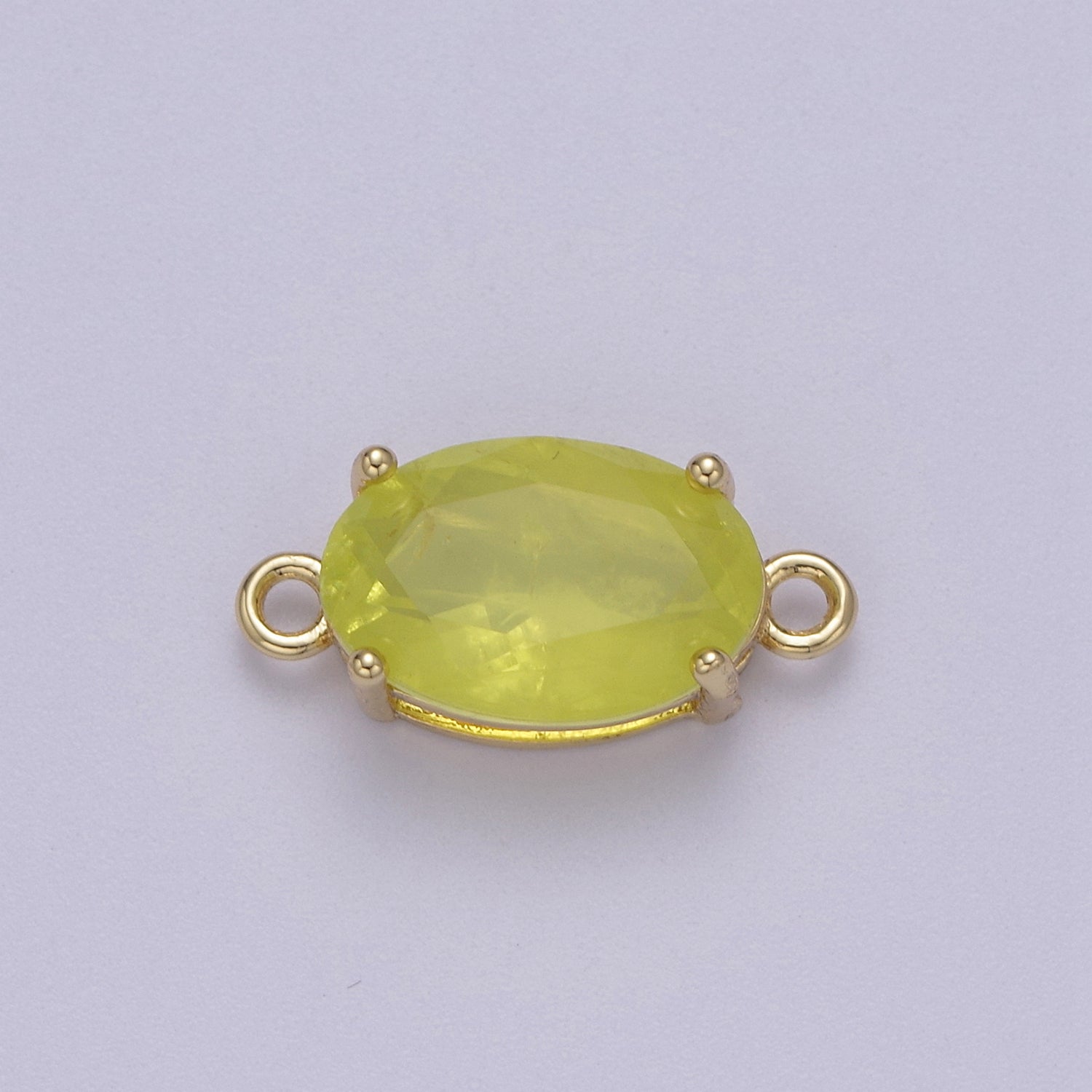 Oval Solitaire CZ Birthstone Charm Connector Geometric Diamond Cut Dainty Cubic Zirconia Connector for Necklace Earring Supply F-661-F-673