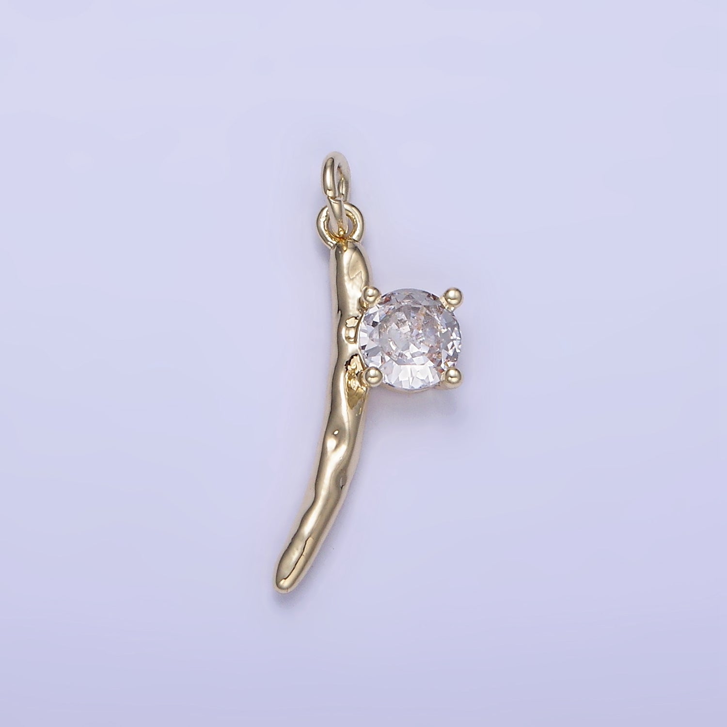 14K Gold Filled CZ Hammered Bar Charm | W654