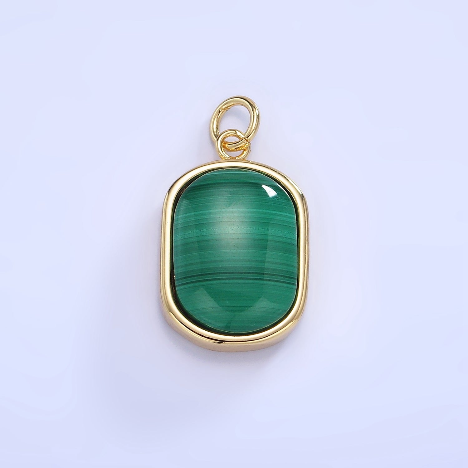 14K Gold Filled Malachite Gemstone Bezel Charm | W665
