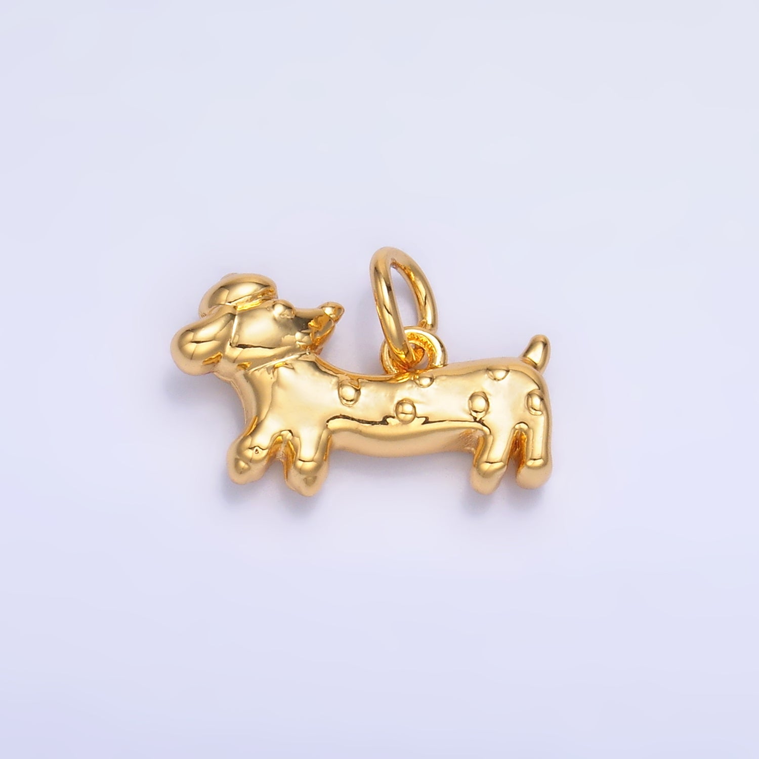 24K Gold Filled Weiner Dachshund Dog Charm in Gold & Silver | W876