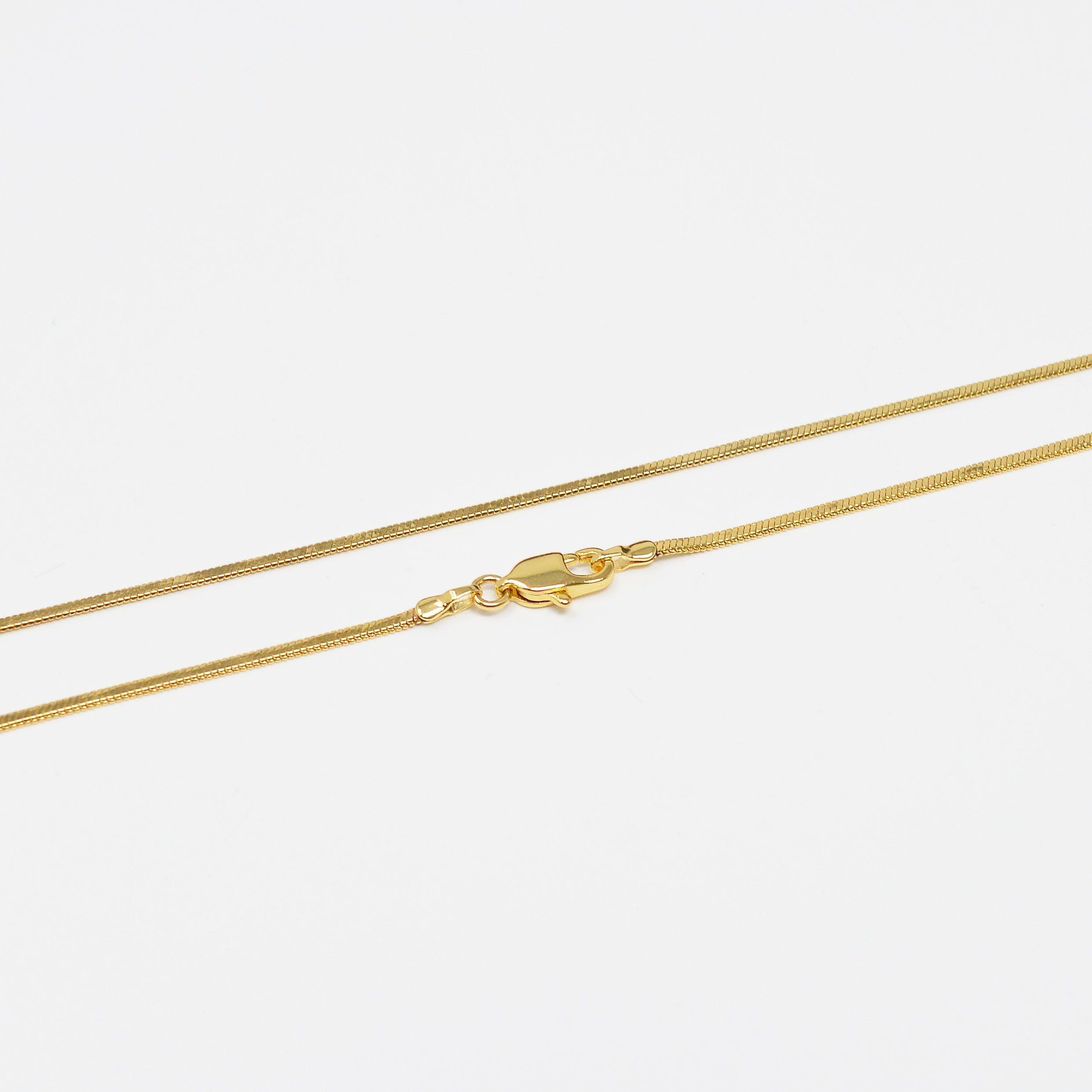 17.5 inch Gold Snake Chain, Thick Chain Choker, Dainty Gold Necklace, Flat Chain Necklace, Gold Herringbone Chain - DLUXCA