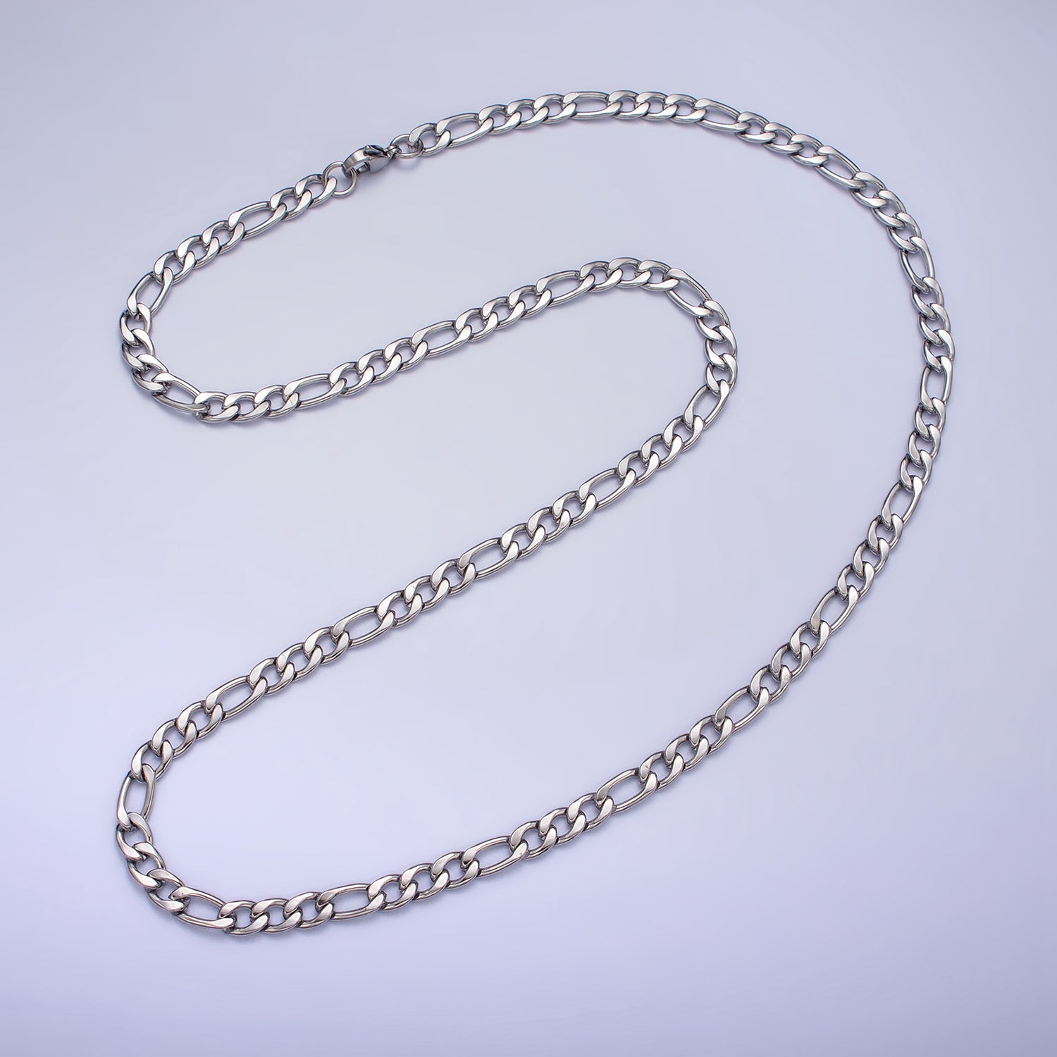 Long Gold Figaro Chain Necklace Stainless Steel 5.2mm Thick Men's Chain 23.5 inch Necklace | WA-1587 WA-1588 Clearance Pricing