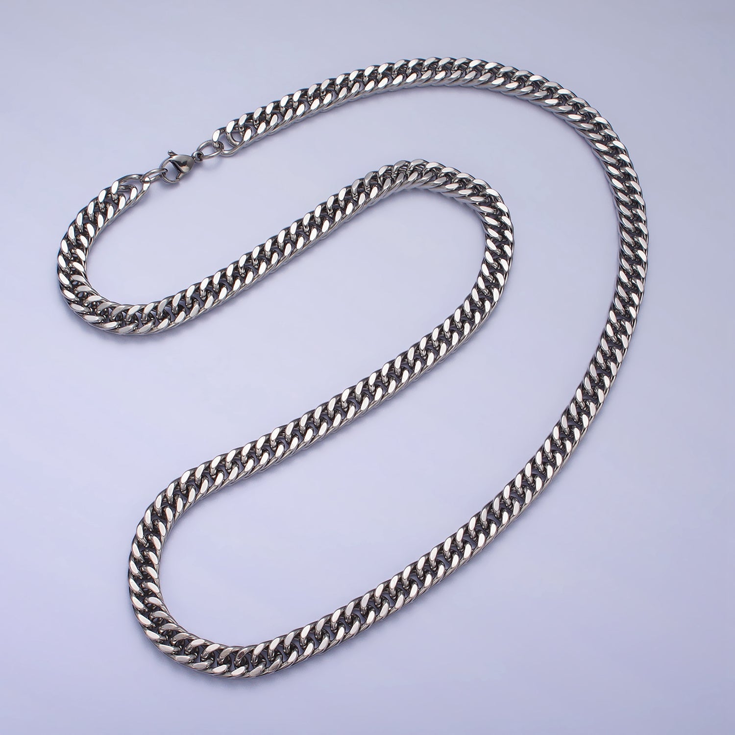 Men's Chain Necklace, Cuban Link Chain Necklace, Stainless Steel Silver Chain, 7mm Cuban Chain Necklace 23.5 inch WA-1591 WA-1592 - DLUXCA